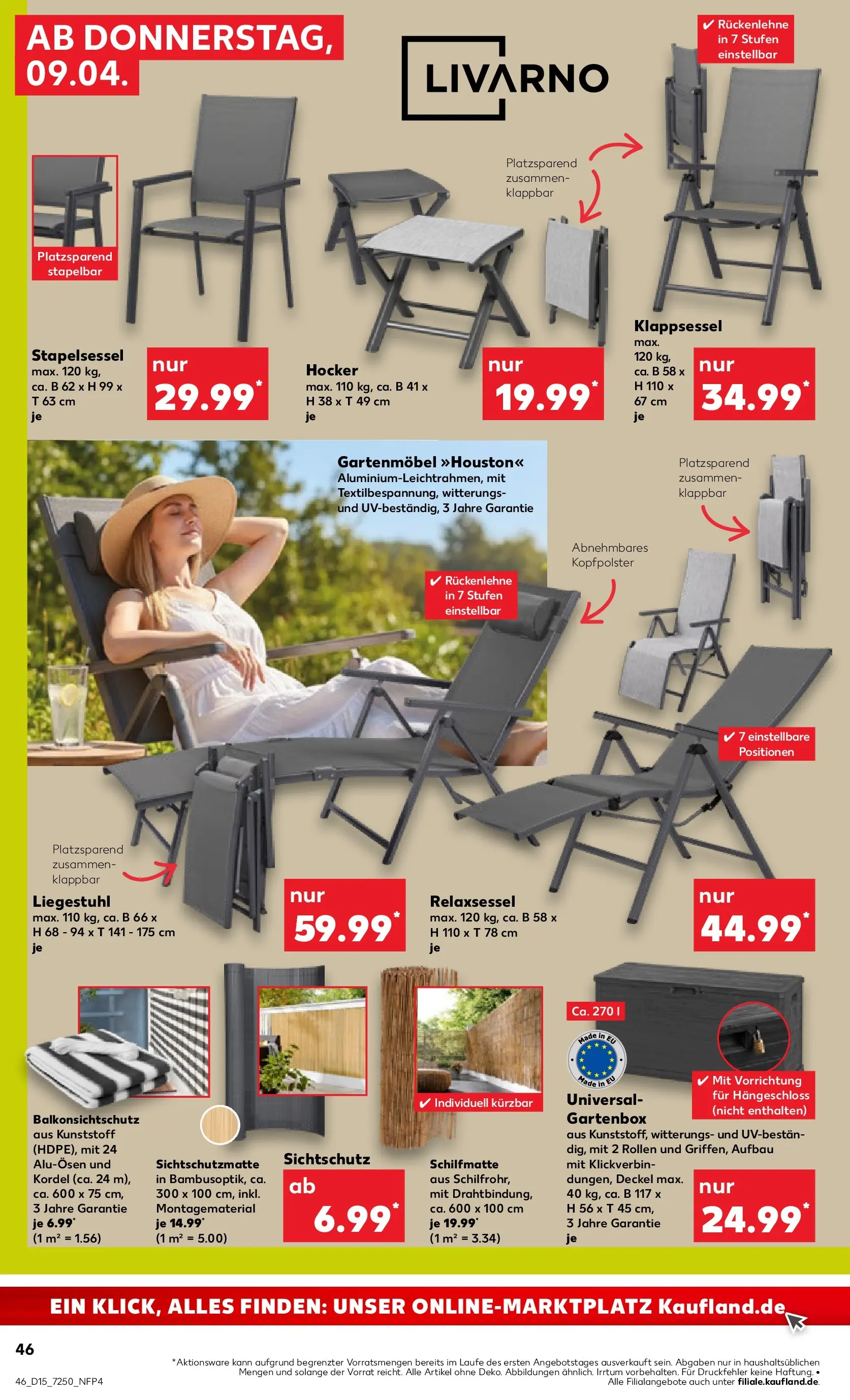 Prospekt Kaufland ab 06.04.2026 » Angebote Online zum Blättern | Seite: 58 | Produkte: Hocker, Relaxsessel, Liegestuhl, Gartenmöbel