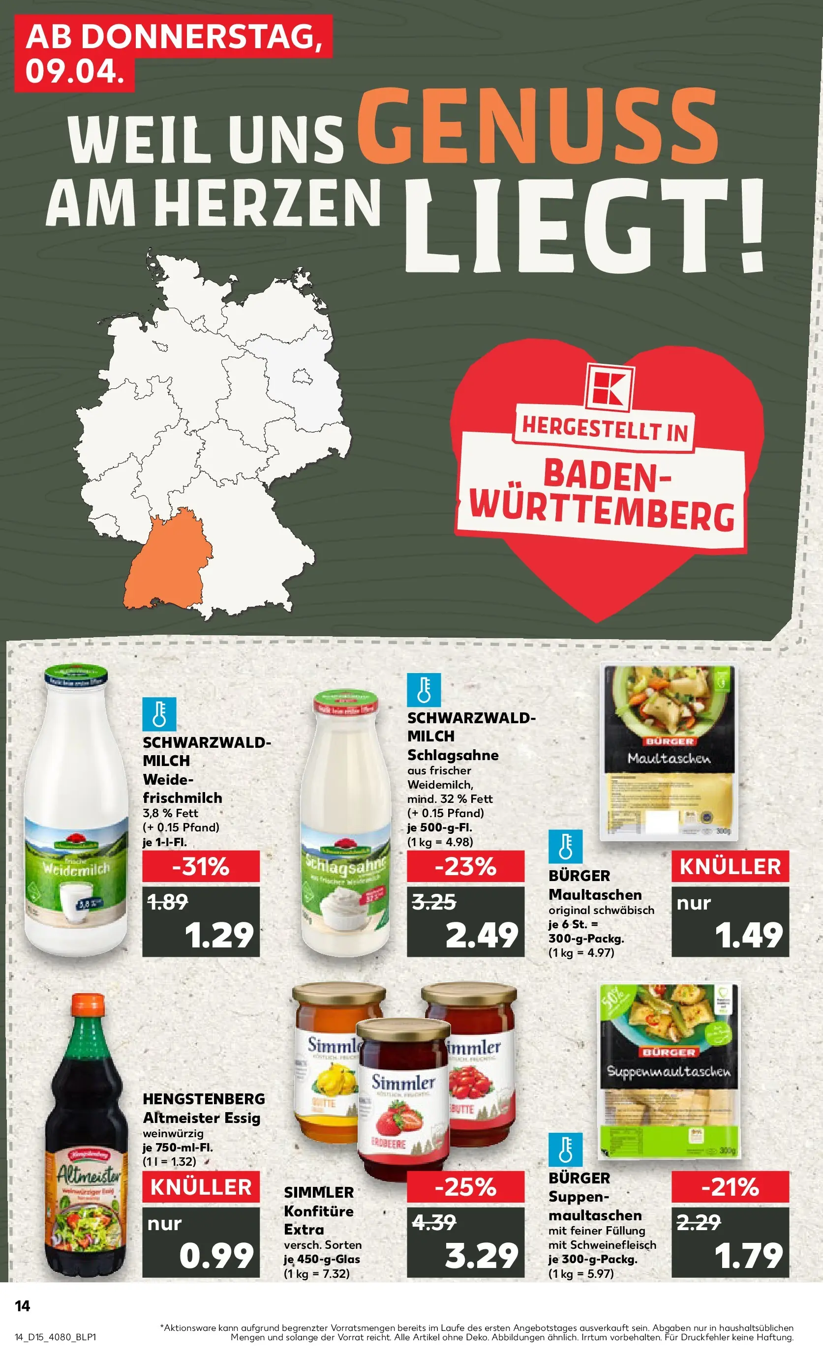 Prospekt Kaufland ab 07.04.2026 » Angebote Online zum Blättern | Seite: 26 | Produkte: Essig, Burger, Pasta, Maultaschen