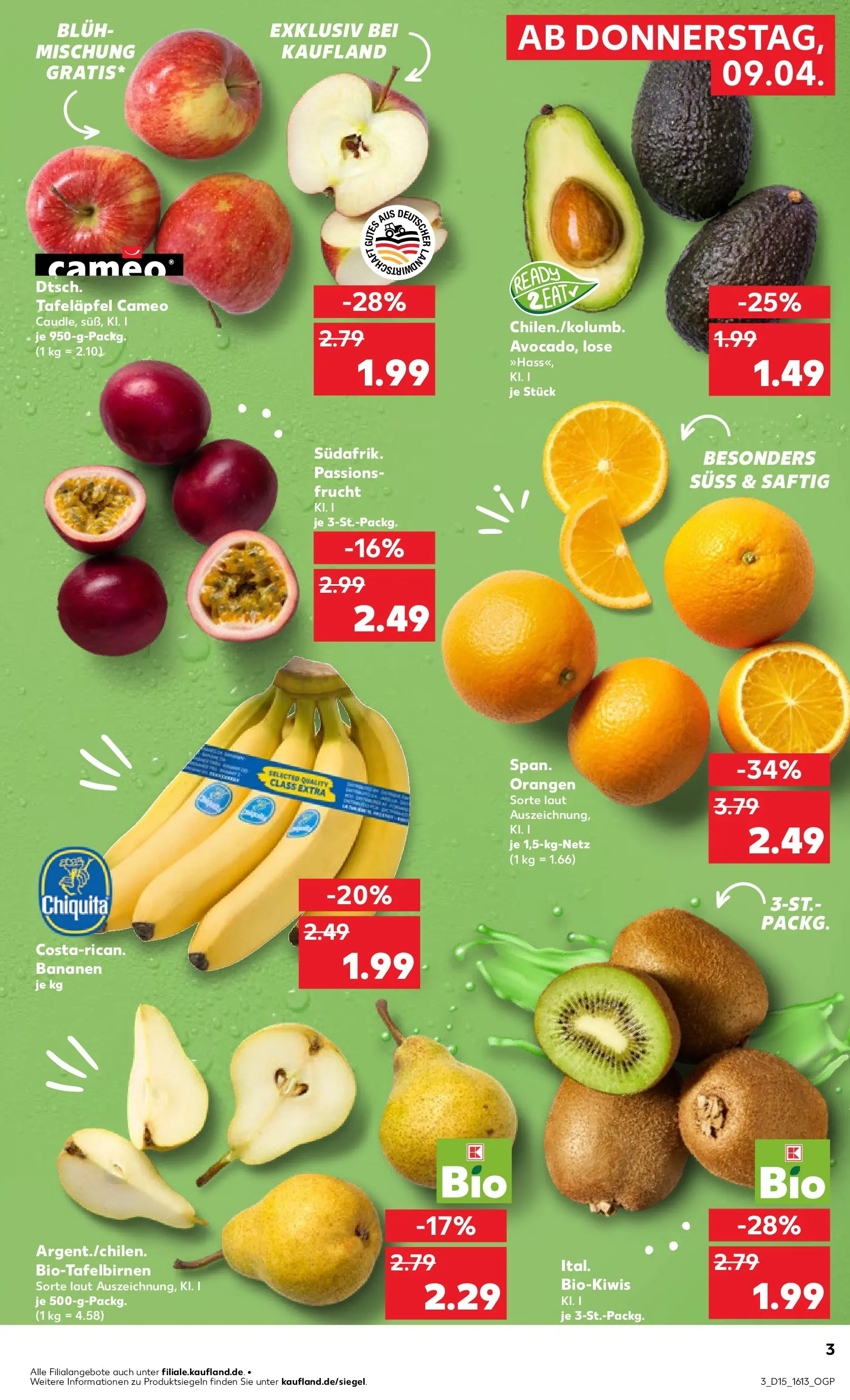 Prospekt Kaufland ab 07.04.2026 » Angebote Online zum Blättern | Seite: 15 | Produkte: Bananen, Orangen, Avocado, Kiwi