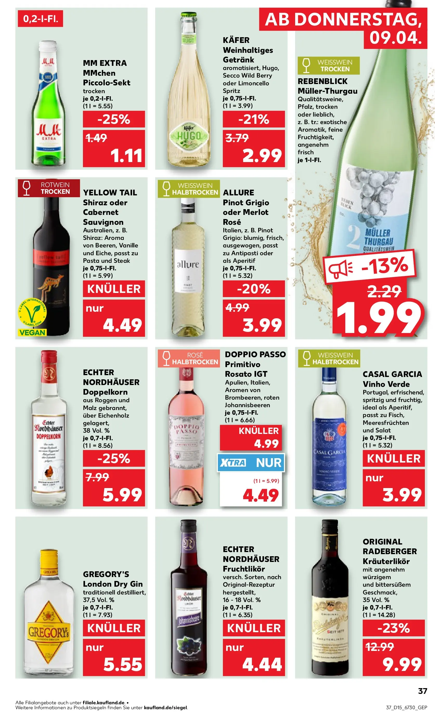 Prospekt Kaufland ab 07.04.2026 » Angebote Online zum Blättern | Seite: 49 | Produkte: Weißwein, Pasta, Gin, Salat