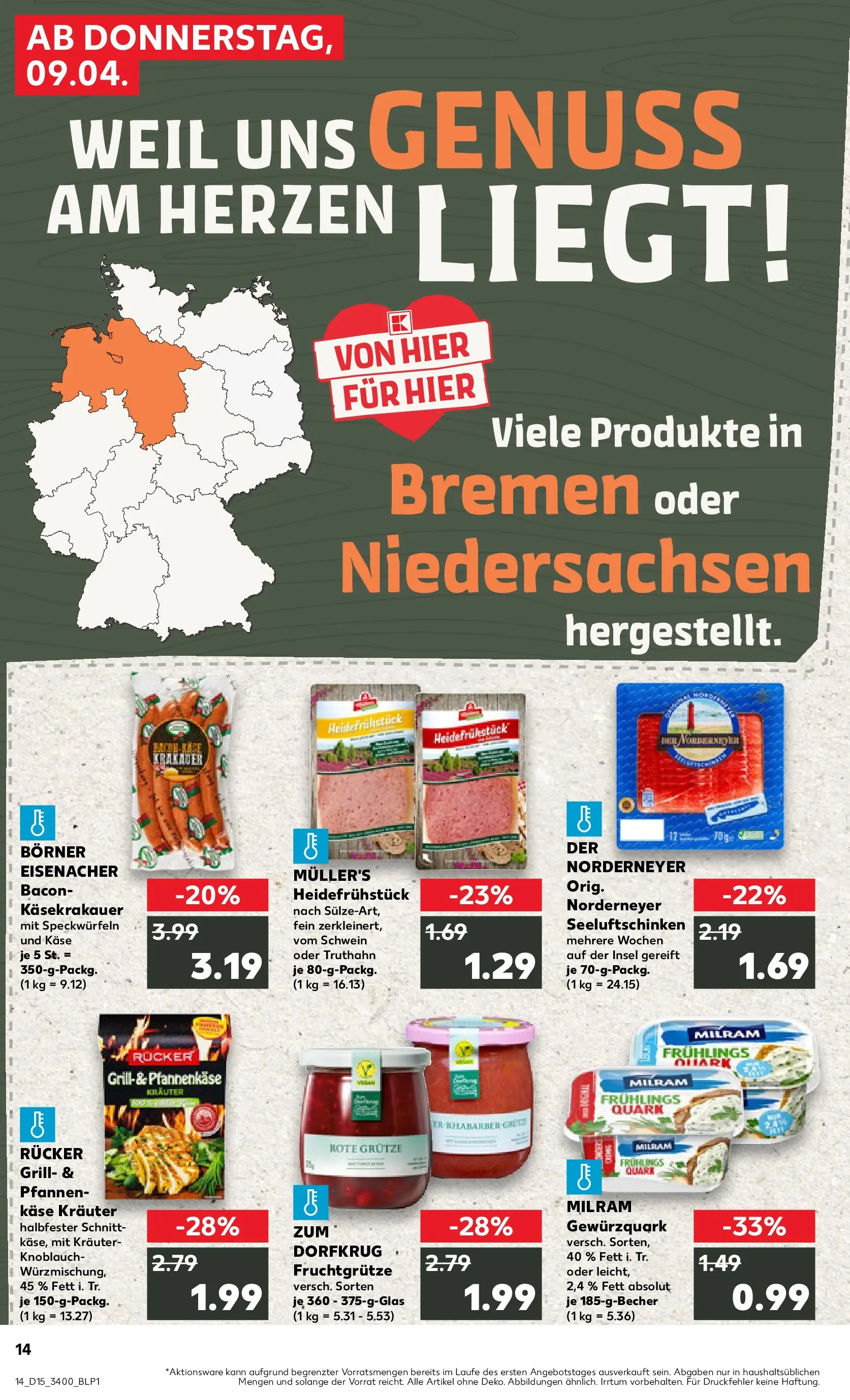 Prospekt Kaufland ab 08.04.2026 » Angebote Online zum Blättern | Seite: 14 | Produkte: Quark, Käse, Knoblauch, Rhabarber