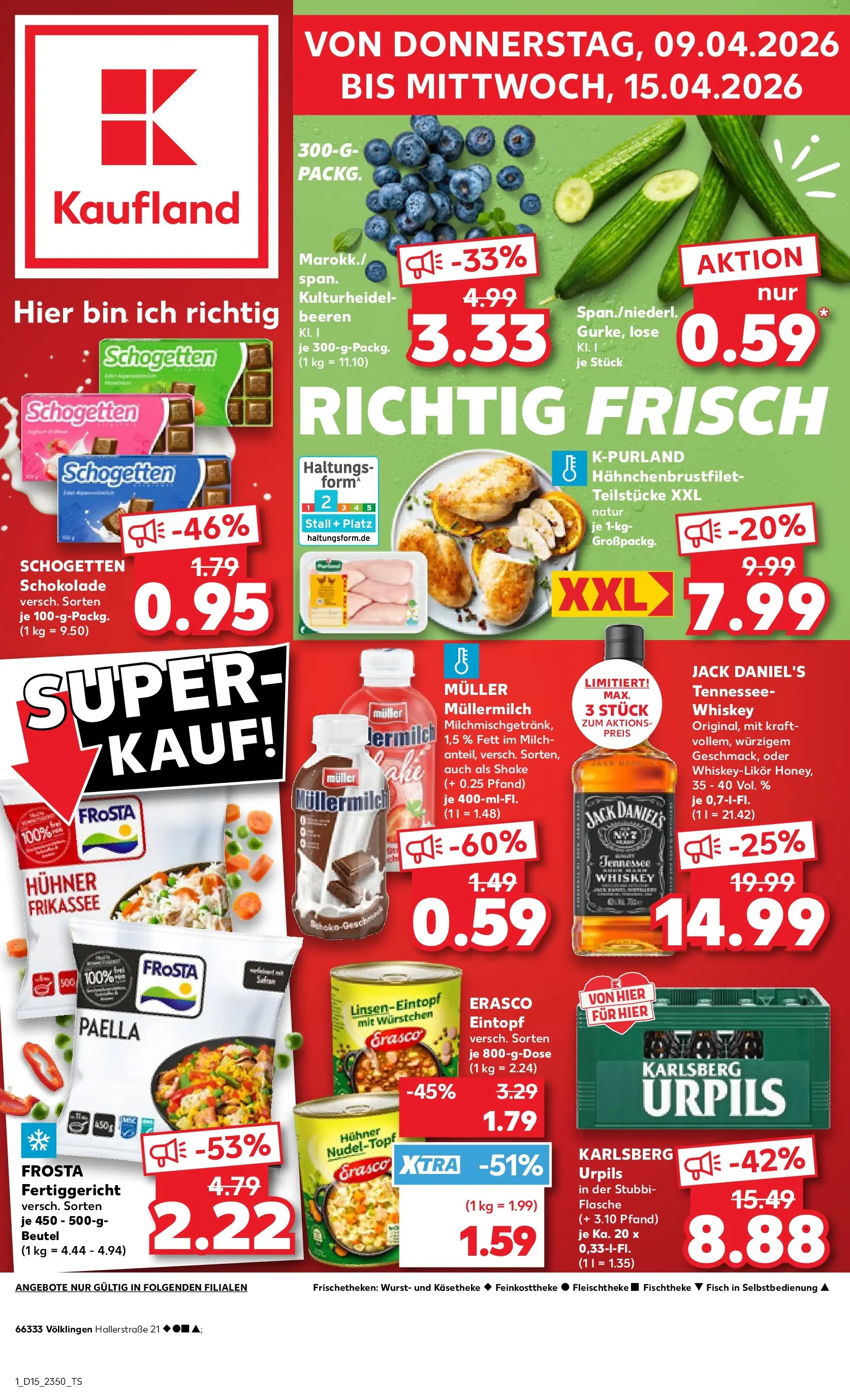 Prospekt Kaufland ab 07.04.2026 » Angebote Online zum Blättern | Seite: 13 | Produkte: Frosta, Schogetten, Muller mullermilch, Whiskey