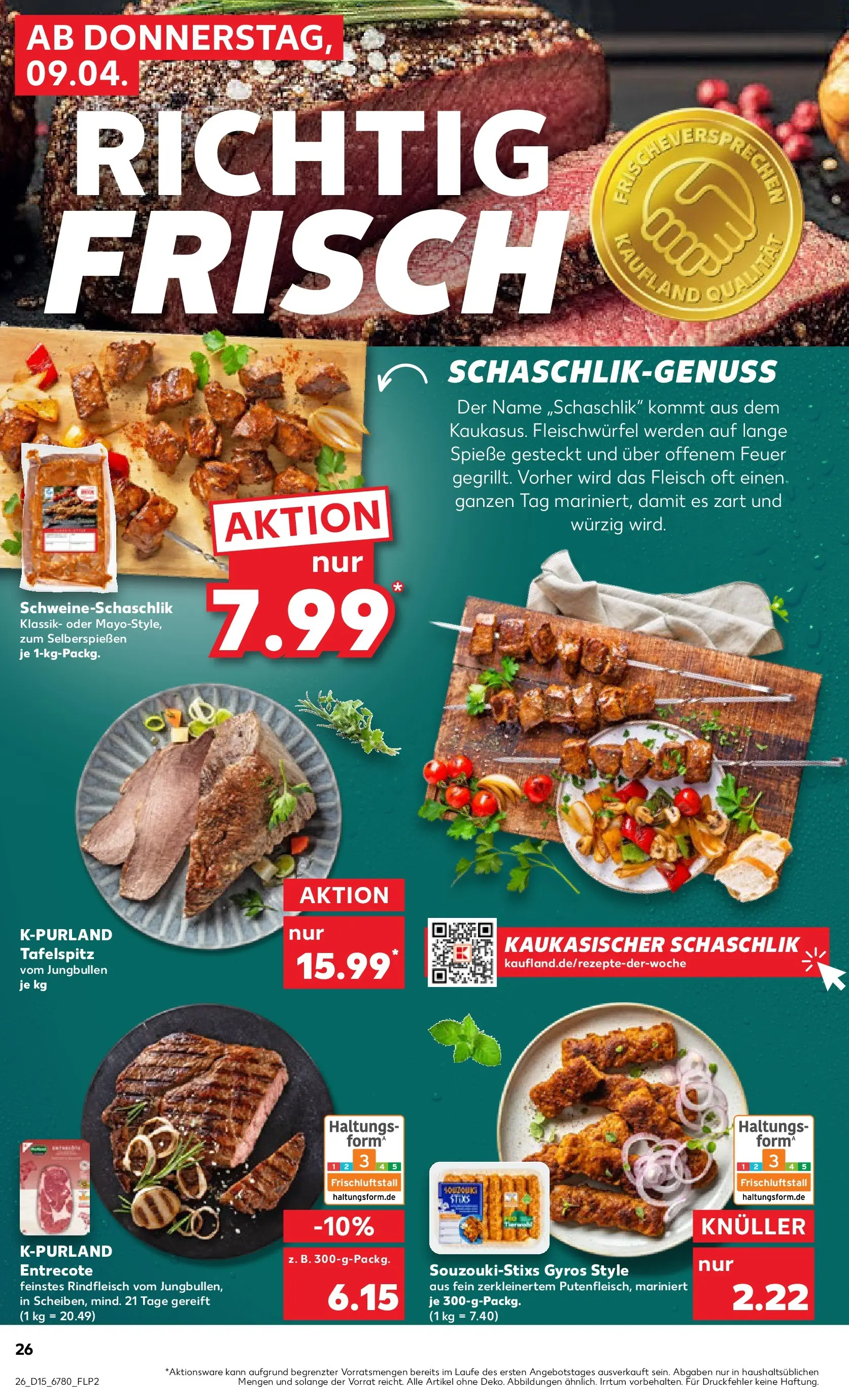 Prospekt Kaufland ab 06.04.2026 » Angebote Online zum Blättern | Seite: 38 | Produkte: Tafelspitz, Entrecote, Rindfleisch, Fleisch