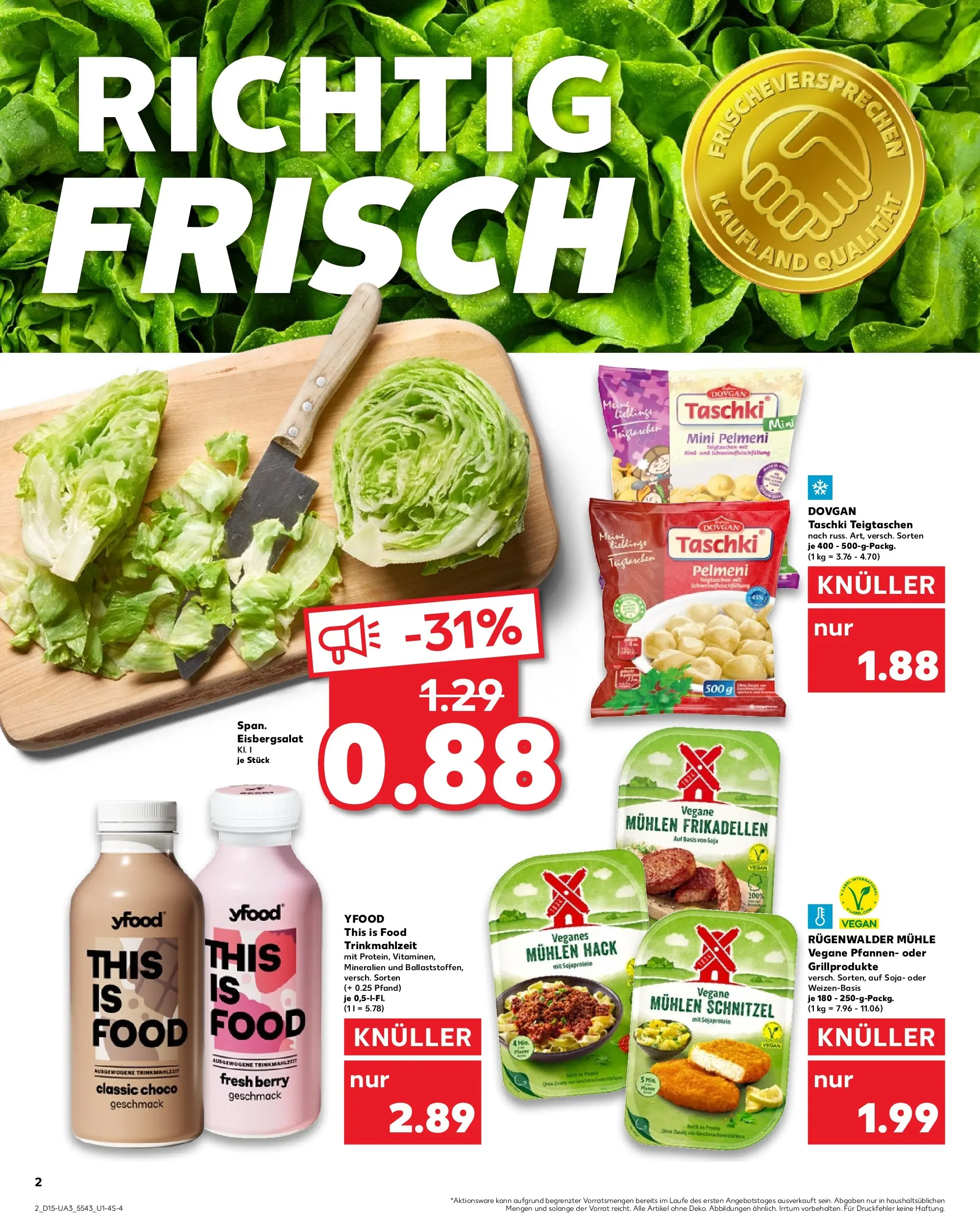 Prospekt Kaufland ab 07.04.2026 » Angebote Online zum Blättern | Seite: 14 | Produkte: Mühle, Eisbergsalat, Schnitzel, YFood