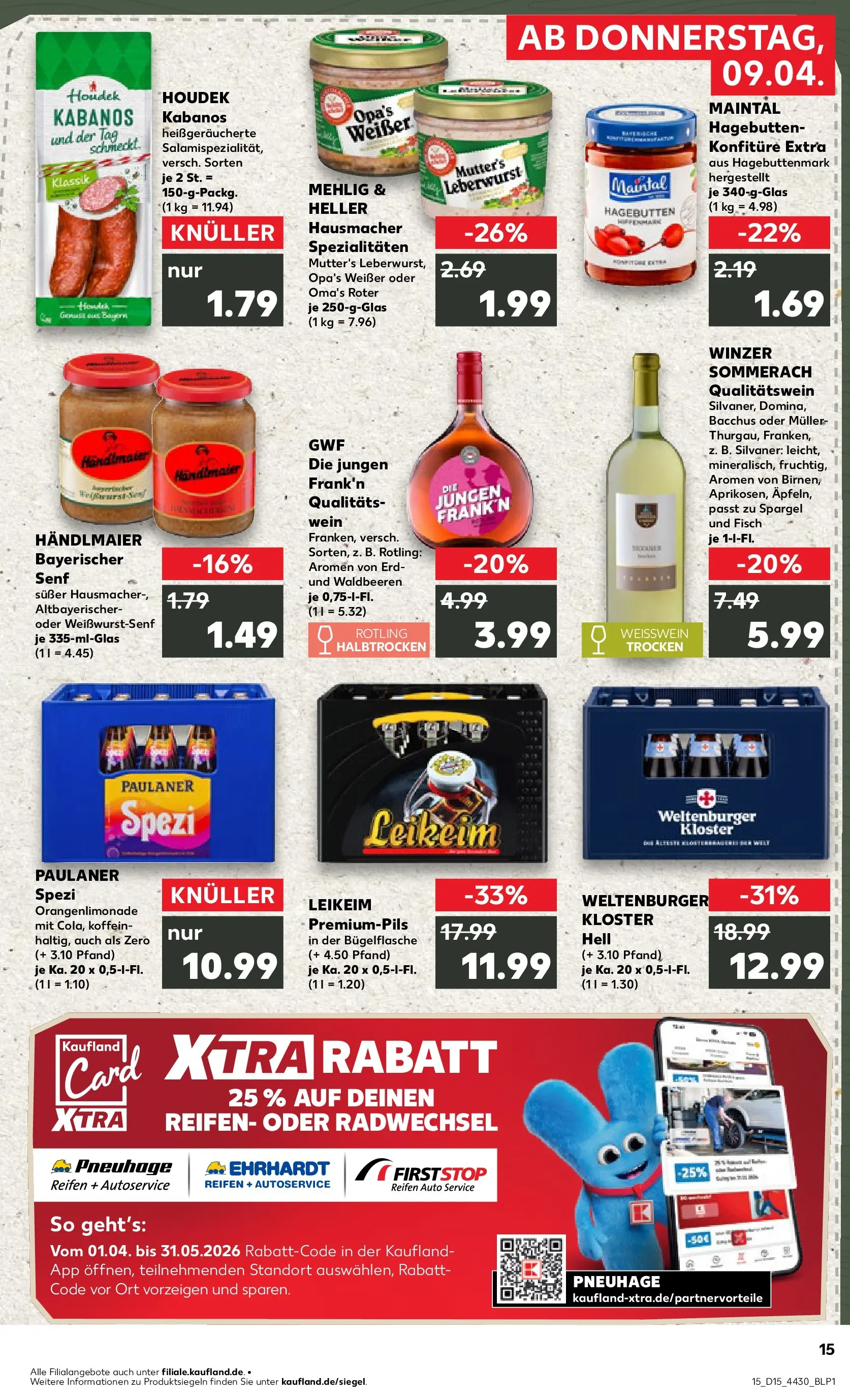 Prospekt Kaufland ab 08.04.2026 » Angebote Online zum Blättern | Seite: 15 | Produkte: Weißwein, Paulaner spezi, Spargel, Paulaner