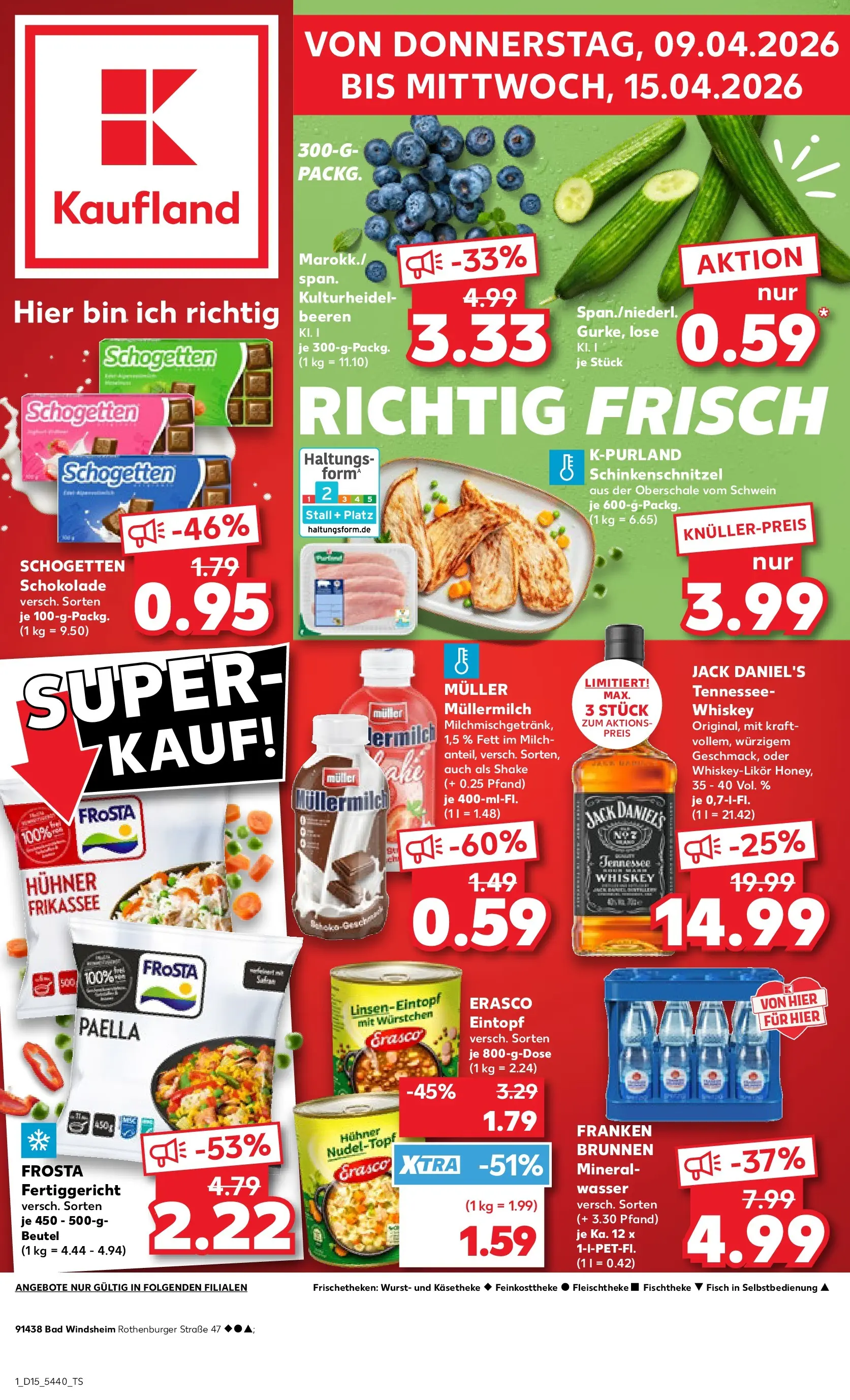 Prospekt Kaufland ab 07.04.2026 » Angebote Online zum Blättern | Seite: 13 | Produkte: Wurst, Schogetten, Muller mullermilch, Whiskey
