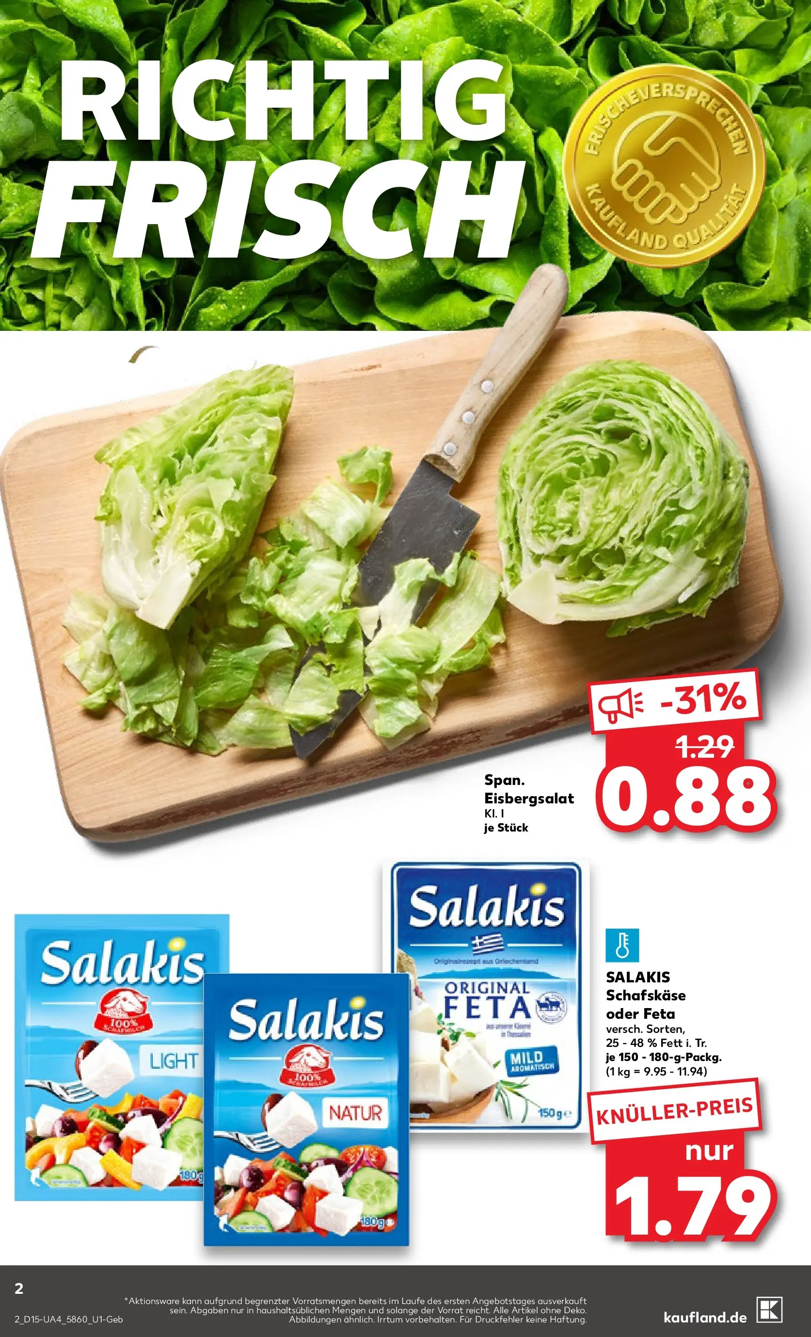 Prospekt Kaufland ab 07.04.2026 » Angebote Online zum Blättern | Seite: 14 | Produkte: Feta, Eisbergsalat, Salakis, Schafskase
