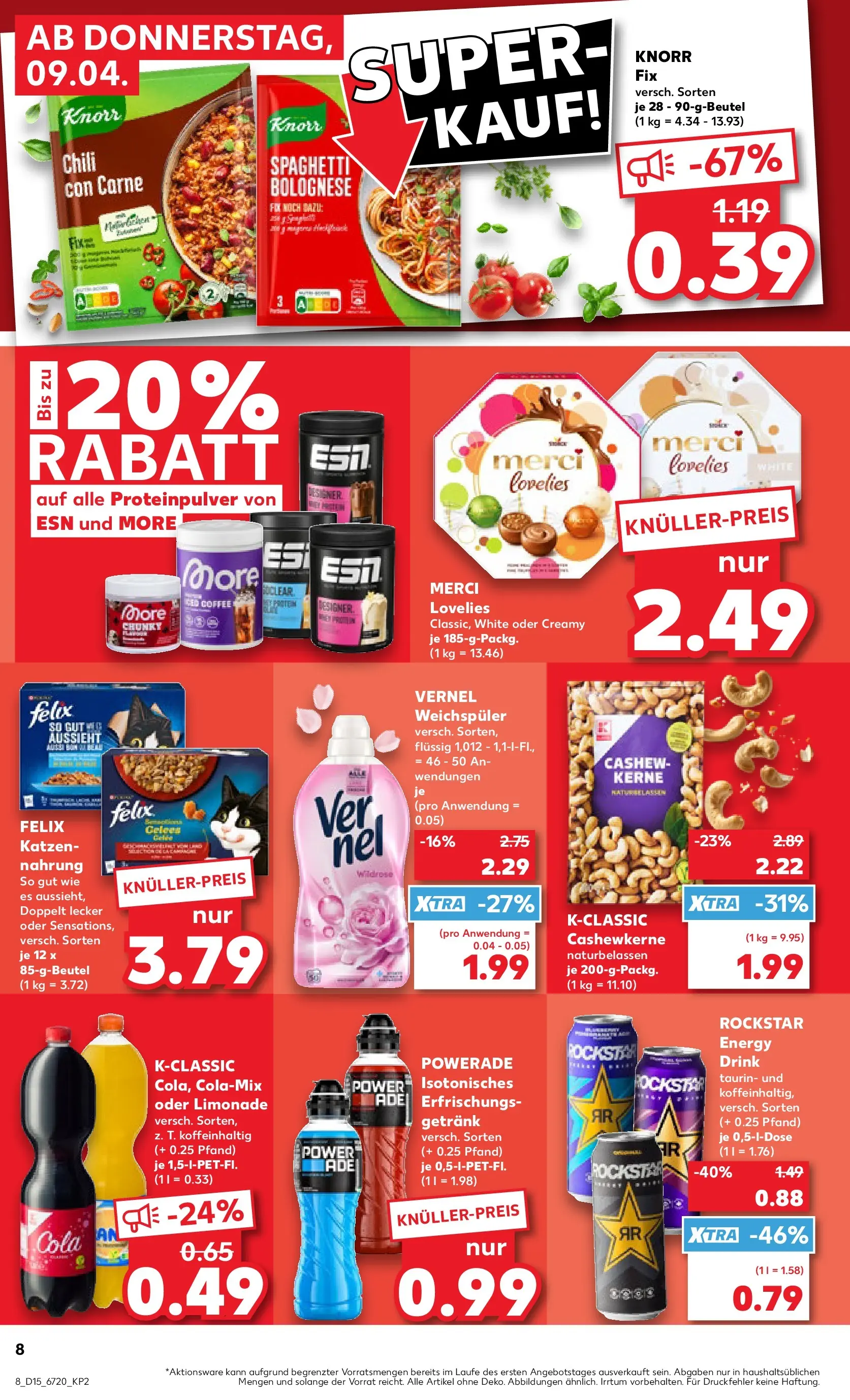 Prospekt Kaufland ab 07.04.2026 » Angebote Online zum Blättern | Seite: 20 | Produkte: Knorr fix, Rockstar energy, Cola, Weichspüler