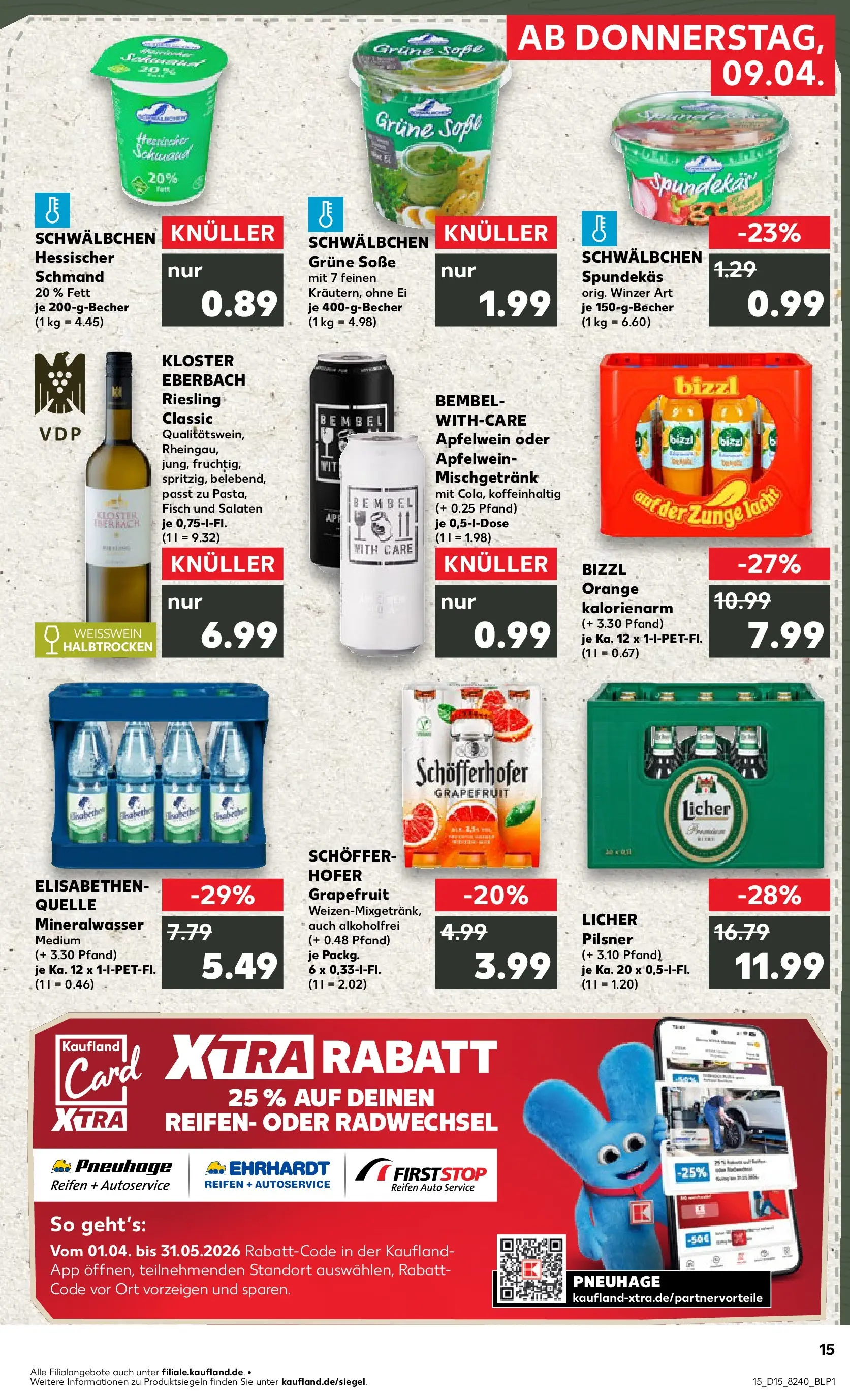 Prospekt Kaufland ab 08.04.2026 » Angebote Online zum Blättern | Seite: 15 | Produkte: Weißwein, Mineralwasser, Fisch, Grapefruit