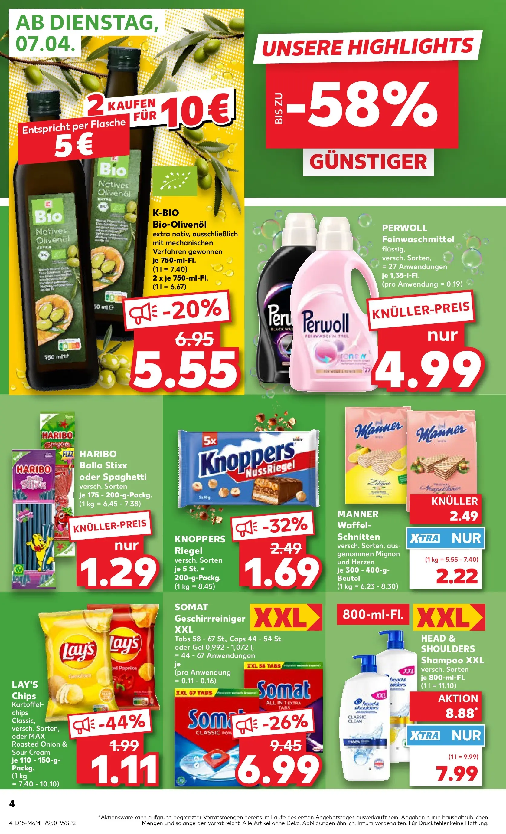 Prospekt Kaufland ab 06.04.2026 » Angebote Online zum Blättern | Seite: 4 | Produkte: Haribo, Olivenol, Head & shoulders, Perwoll
