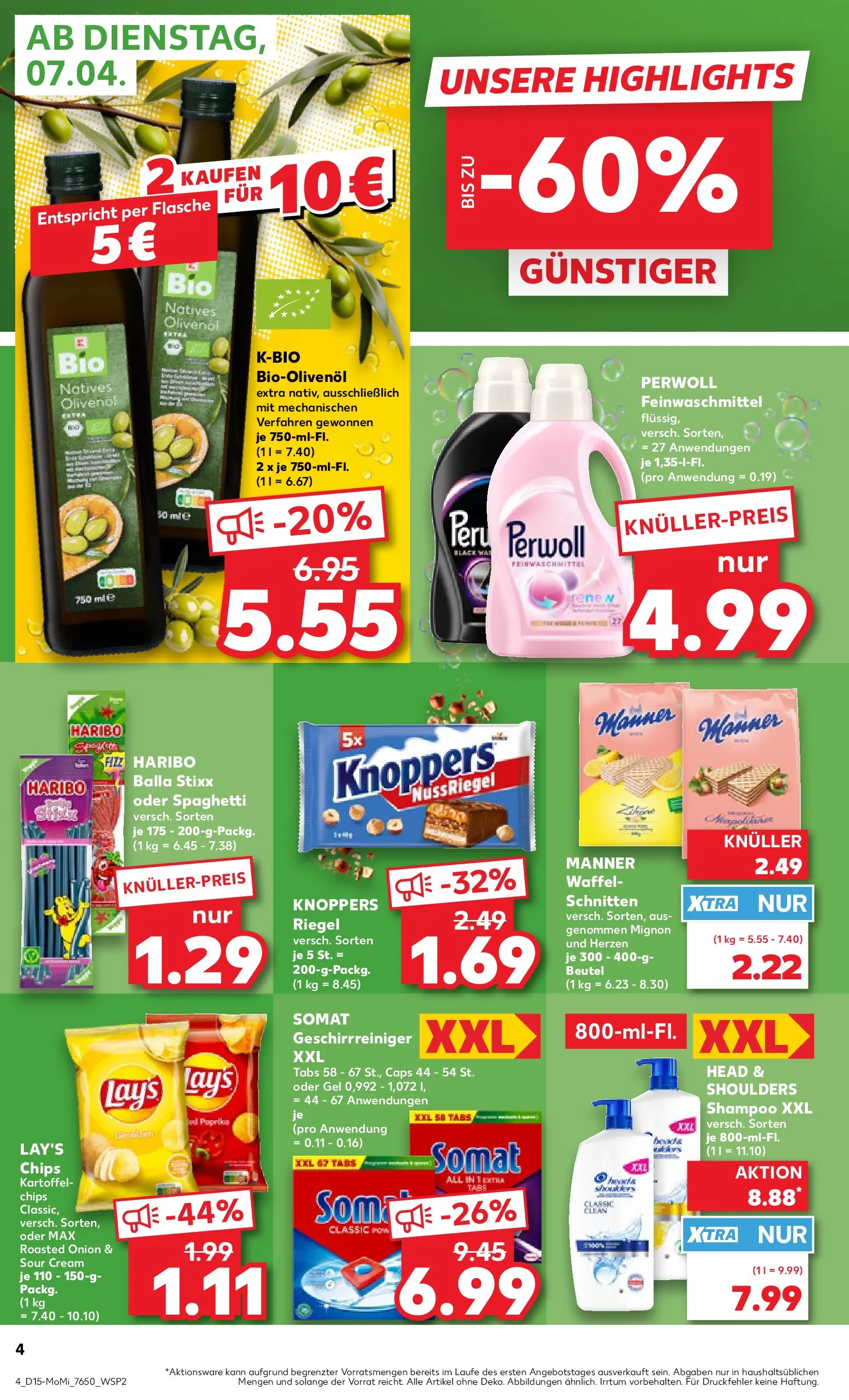 Prospekt Kaufland ab 06.04.2026 » Angebote Online zum Blättern | Seite: 4 | Produkte: Haribo, Olivenol, Paprika, Knoppers