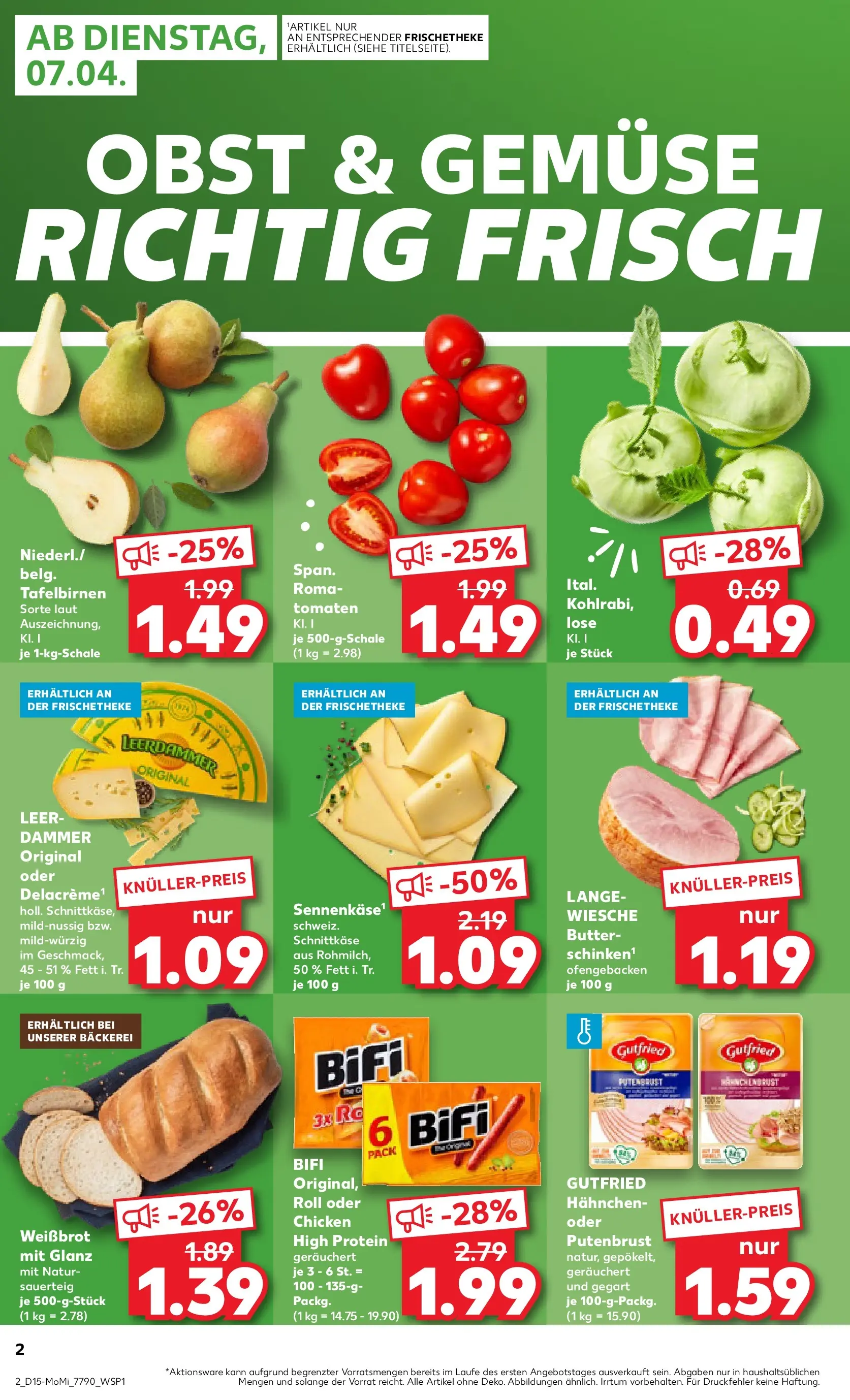 Prospekt Kaufland ab 07.04.2026 » Angebote Online zum Blättern | Seite: 2 | Produkte: Bifi, Tomaten, Leerdammer, Obst