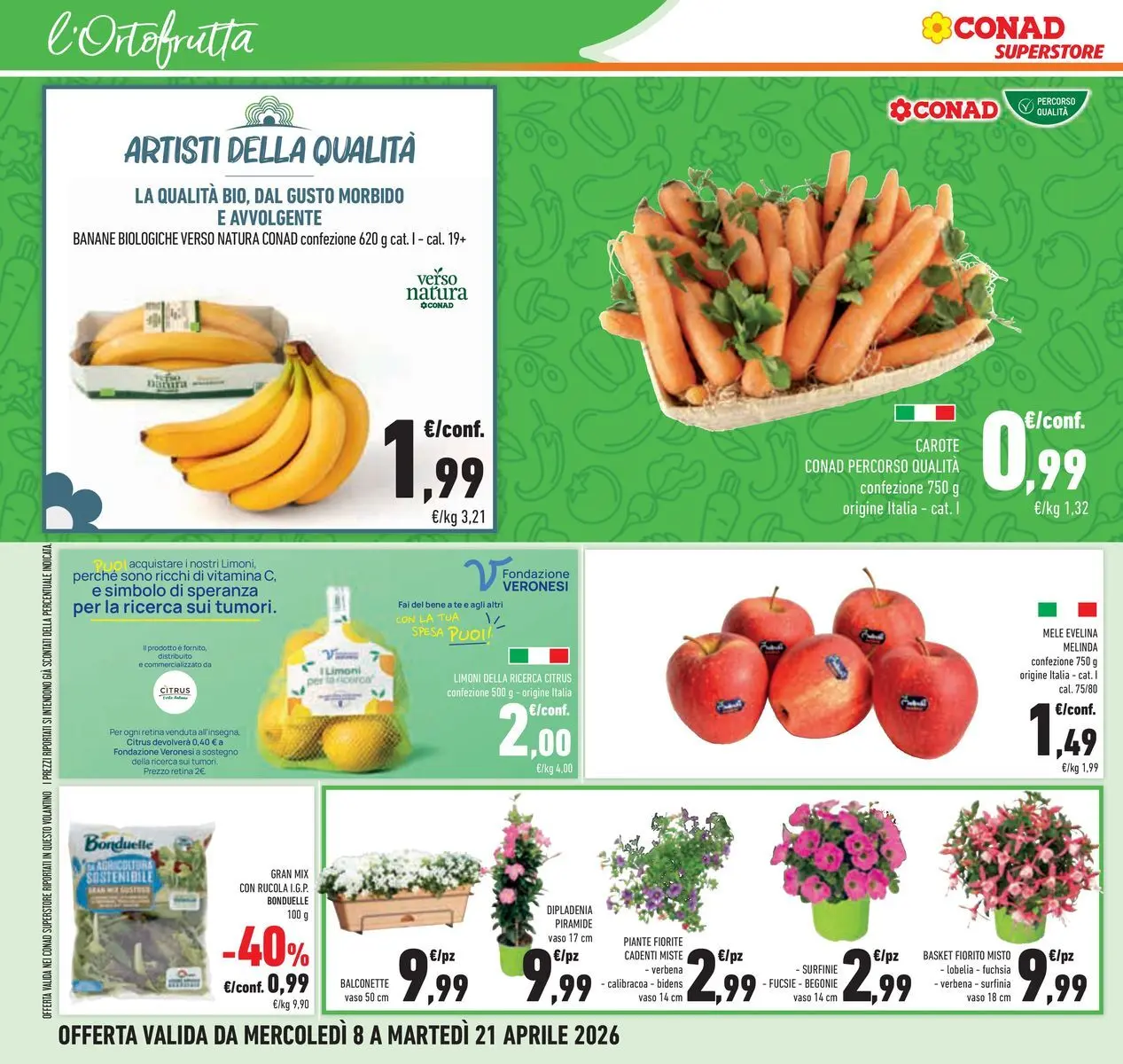 Volantino Conad dal 07/04/2026 > Anteprima | Pagina: 14 | Prodotti: Rucola, Tè, Carote, Vaso