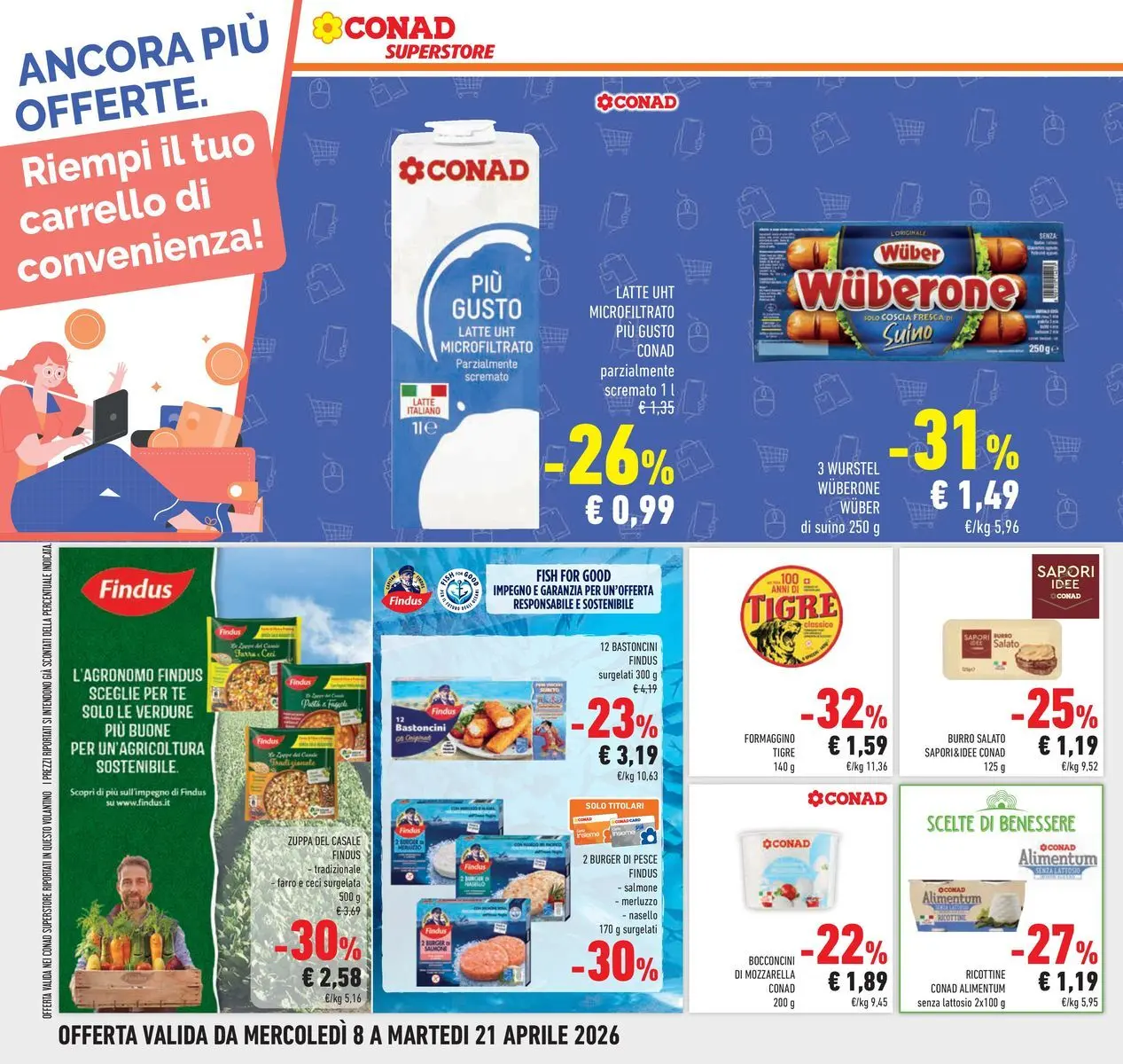 Volantino Conad dal 07/04/2026 > Anteprima | Pagina: 32 | Prodotti: Verdure, Suino, Carrello, Farro