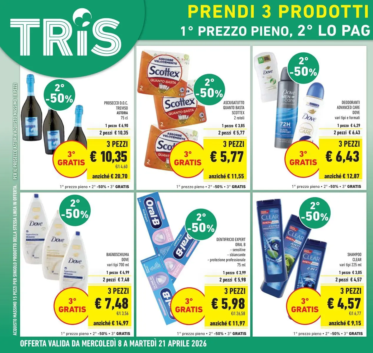 Volantino Conad dal 07/04/2026 > Anteprima | Pagina: 6 | Prodotti: Bagnoschiuma, Dentifricio, Prosecco, Asciugatutto