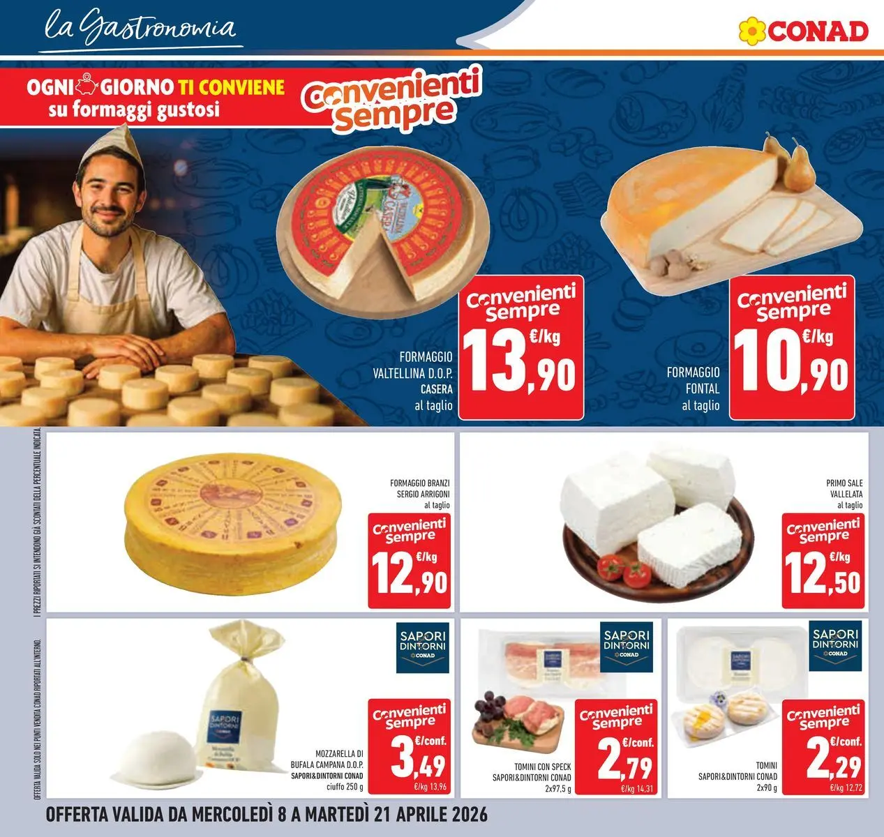Volantino Conad dal 07/04/2026 > Anteprima | Pagina: 14 | Prodotti: Speck, Sale, Mozzarella, Formaggio