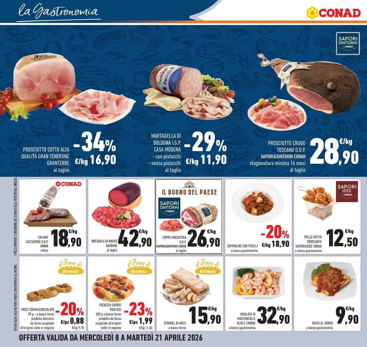 Volantino Conad dal 07/04/2026 > Anteprima | Pagina: 16 | Prodotti: Prosciutto Cotto, Pollo, Bresaola, Focaccia