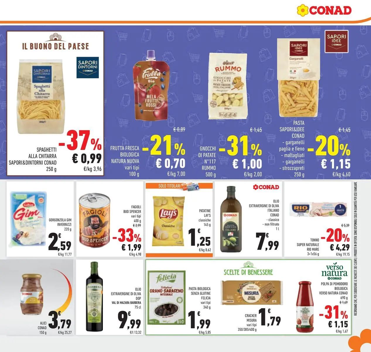 Volantino Conad dal 07/04/2026 > Anteprima | Pagina: 25 | Prodotti: Crackers, Tonno, Gorgonzola, Alici