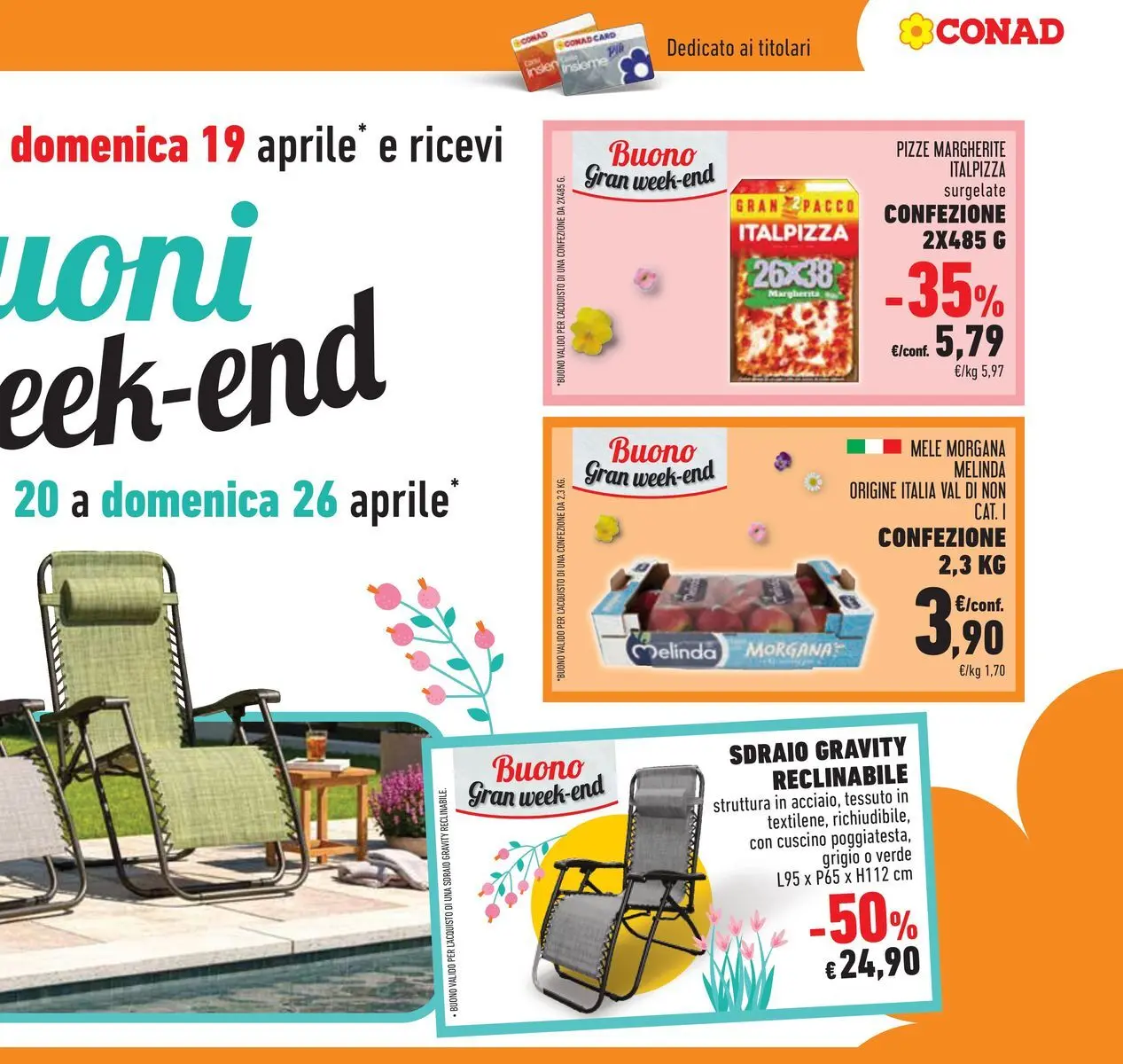 Volantino Conad dal 07/04/2026 > Anteprima | Pagina: 41 | Prodotti: Pizza, Mele, Sdraio, Cuscino