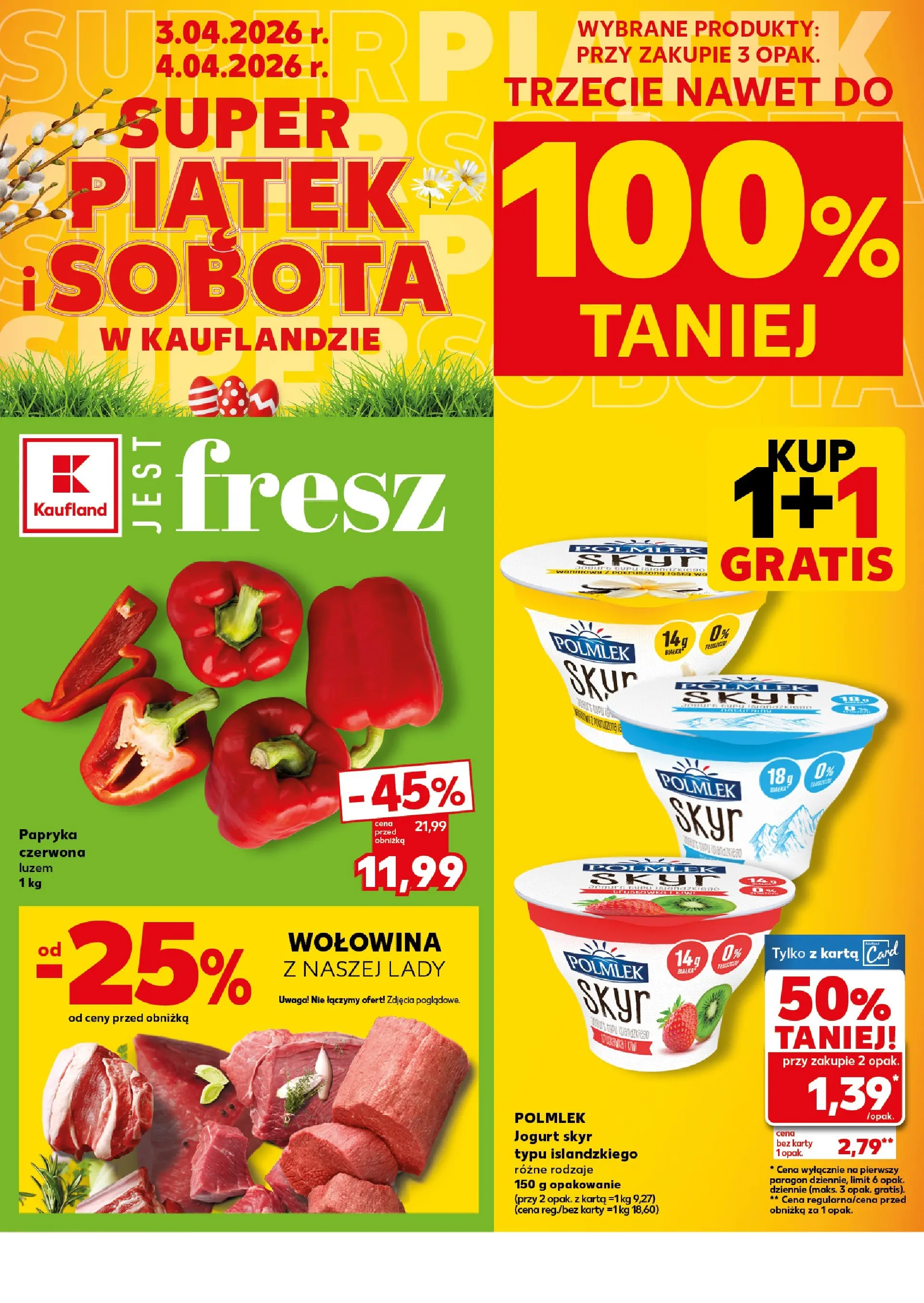 Kaufland - Kaufland Super Piątek i Sobota ważne do 4.04 od 02.04.2026 - od jutra PDF | Strona: 2 | Produkty: Papryka, Jogurt, Wołowina, Skyr