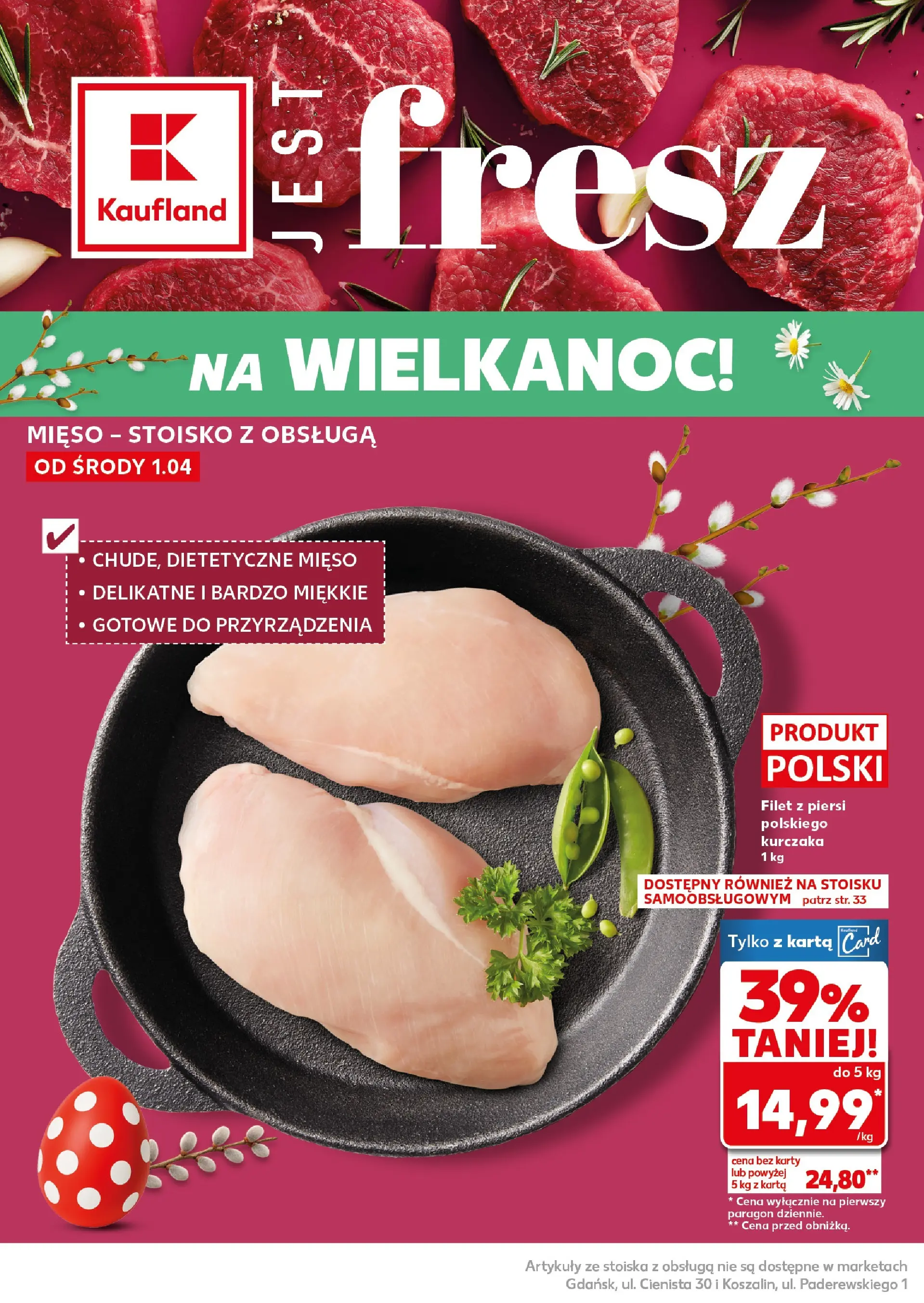 Kaufland - Kaufland Super Piątek i Sobota ważne do 4.04 od 02.04.2026 - od jutra PDF | Strona: 14 | Produkty: Karta, Piersi, Mięso