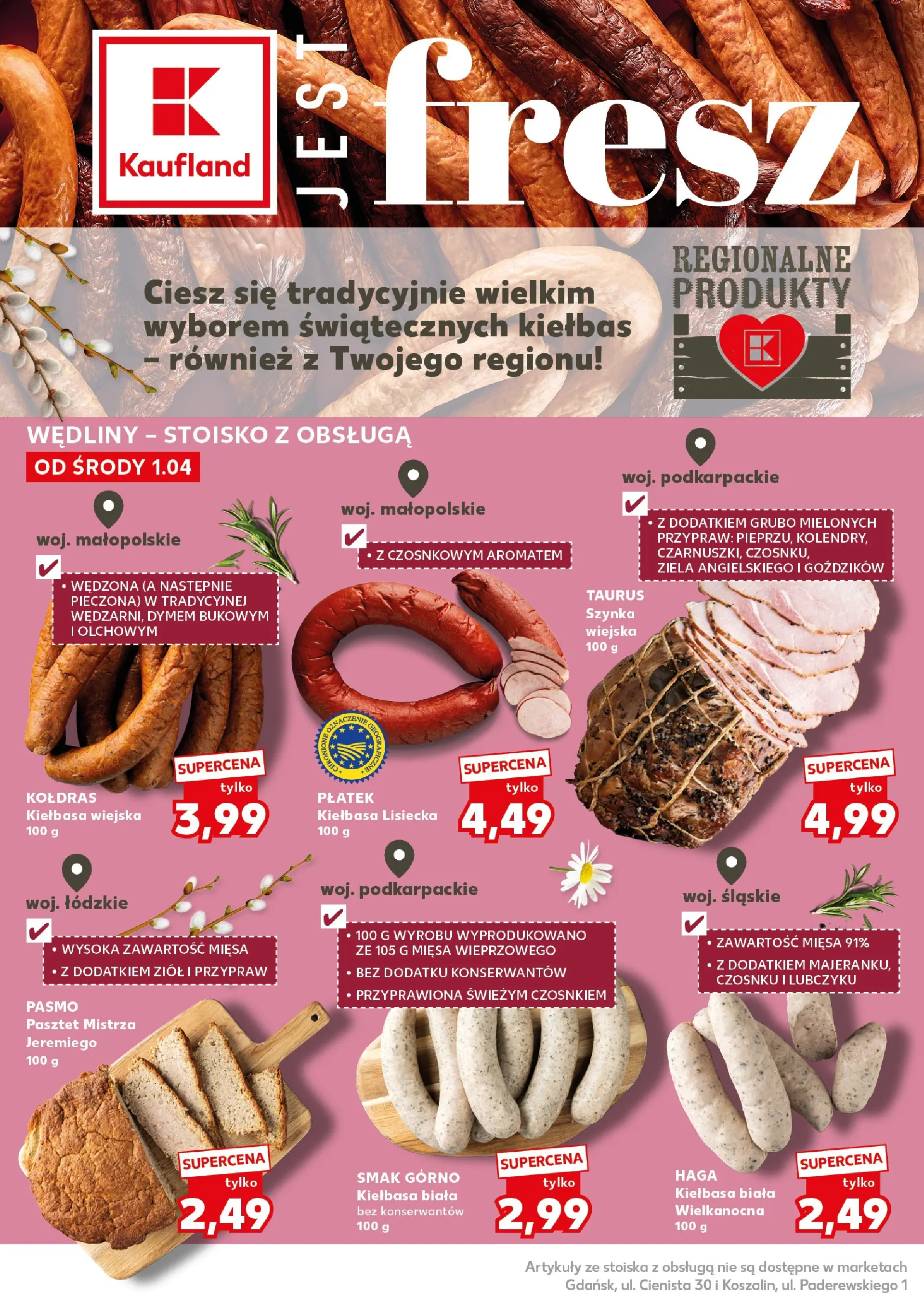 Kaufland - Kaufland Super Piątek i Sobota ważne do 4.04 od 02.04.2026 - od jutra PDF | Strona: 16 | Produkty: Kiełbasa, Kiełbasa lisiecka, Szynka, Wędliny