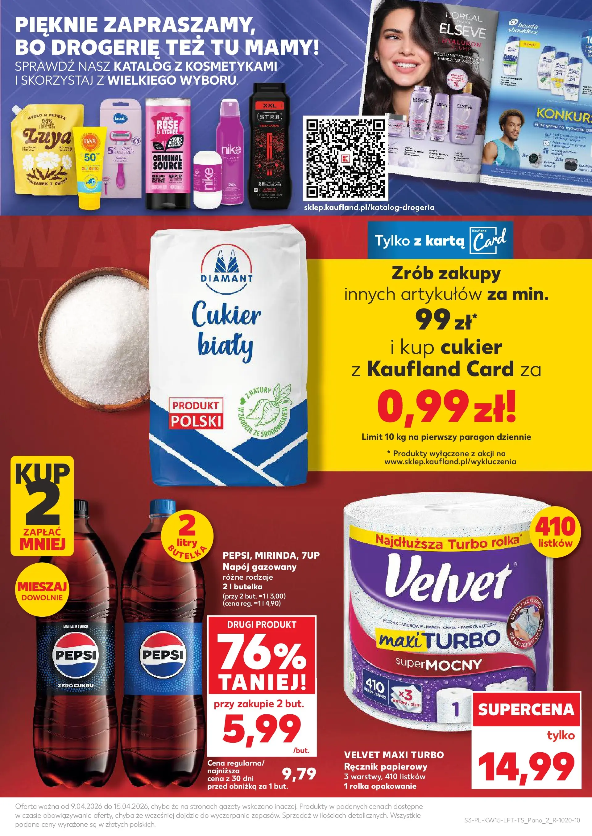 Kaufland gazetka od 09.04.2026 - od jutra PDF | Strona: 3 | Produkty: Karta, Pepsi, Ręcznik papierowy, Cukier