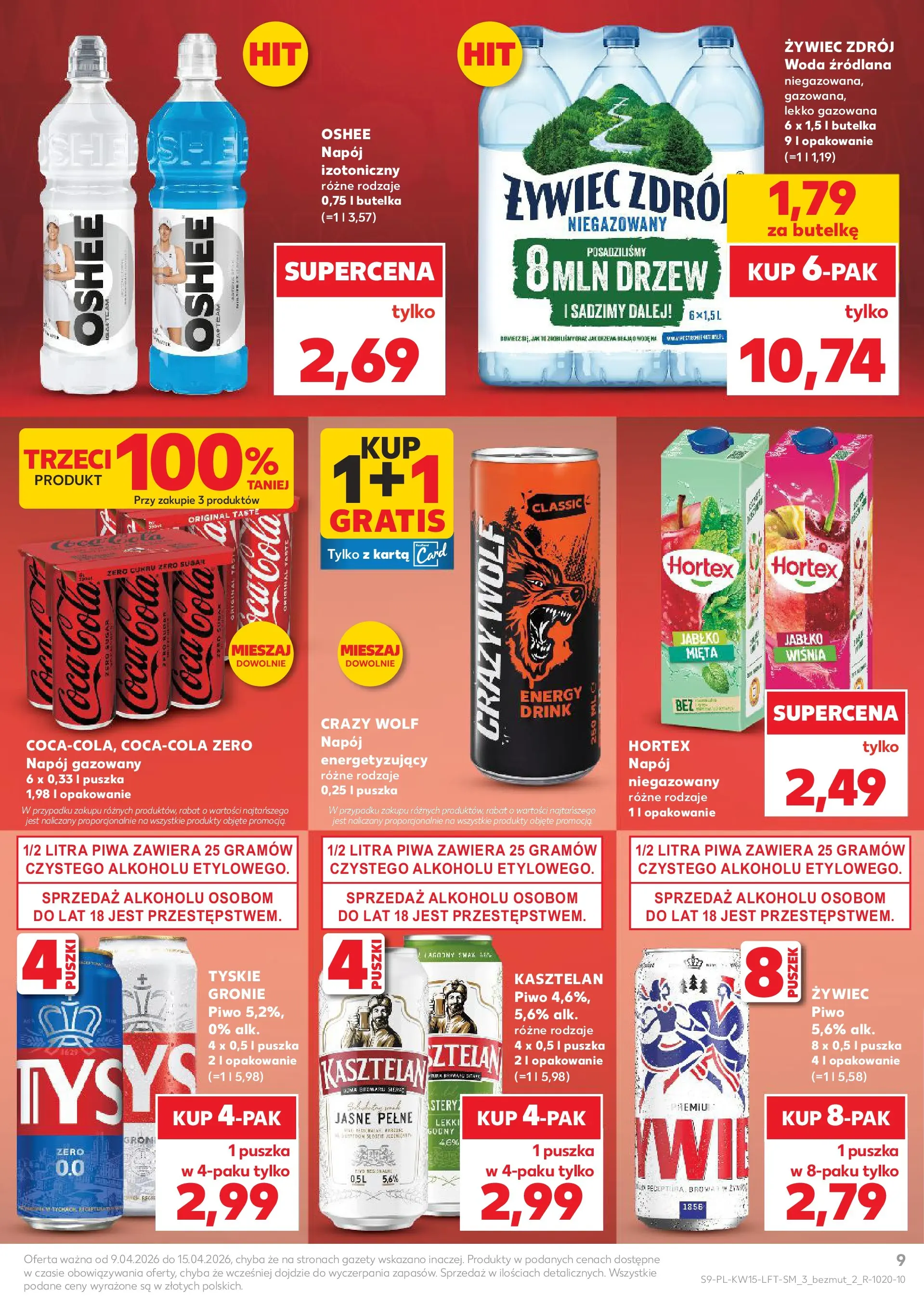 Kaufland gazetka od 09.04.2026 - od jutra PDF | Strona: 9 | Produkty: Karta, Tyskie, Piwo, Woda