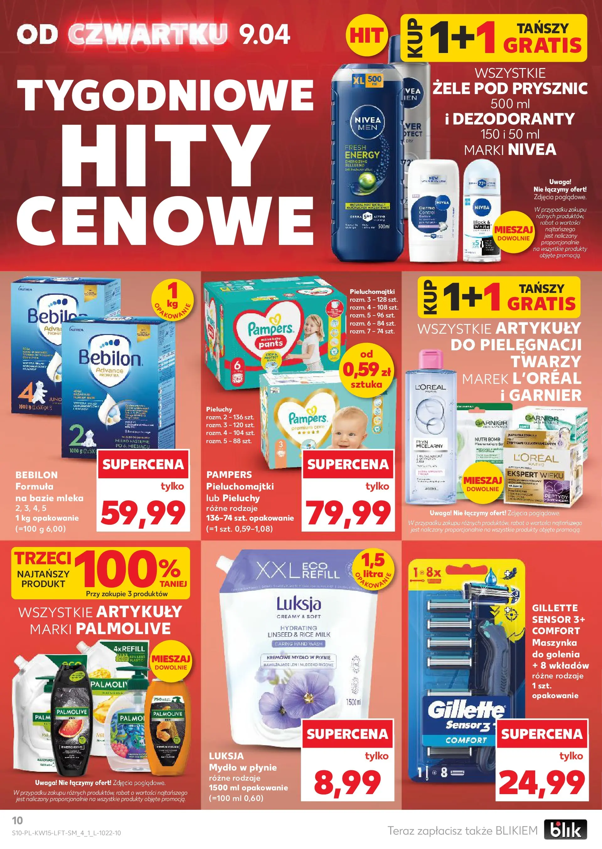 Kaufland gazetka od 09.04.2026 - od jutra PDF | Strona: 10 | Produkty: Kremowe mydło w płynie, Mydło w płynie, Mleka, Pieluchomajtki