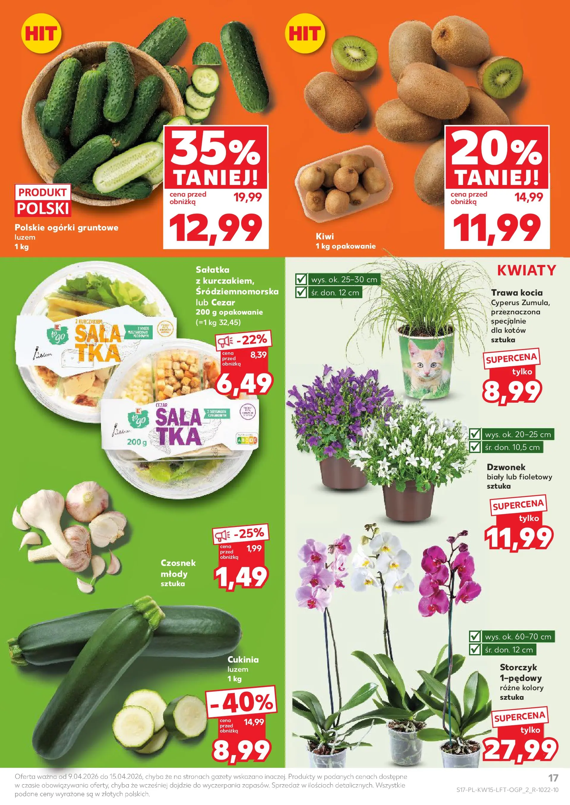 Kaufland gazetka od 09.04.2026 - od jutra PDF | Strona: 17 | Produkty: Cukinia, Storczyk, Kiwi, Ogórki