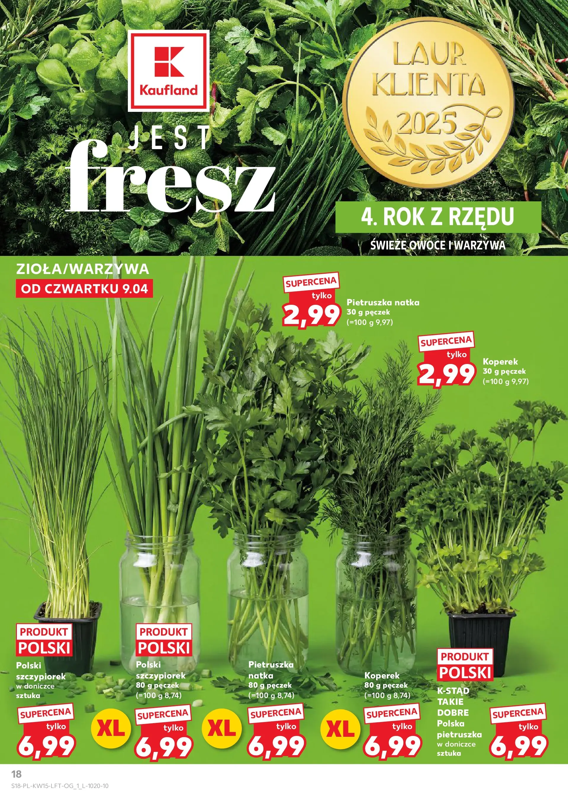 Kaufland gazetka od 09.04.2026 - od jutra PDF | Strona: 18 | Produkty: Pietruszka, Koperek, Warzywa, Owoce