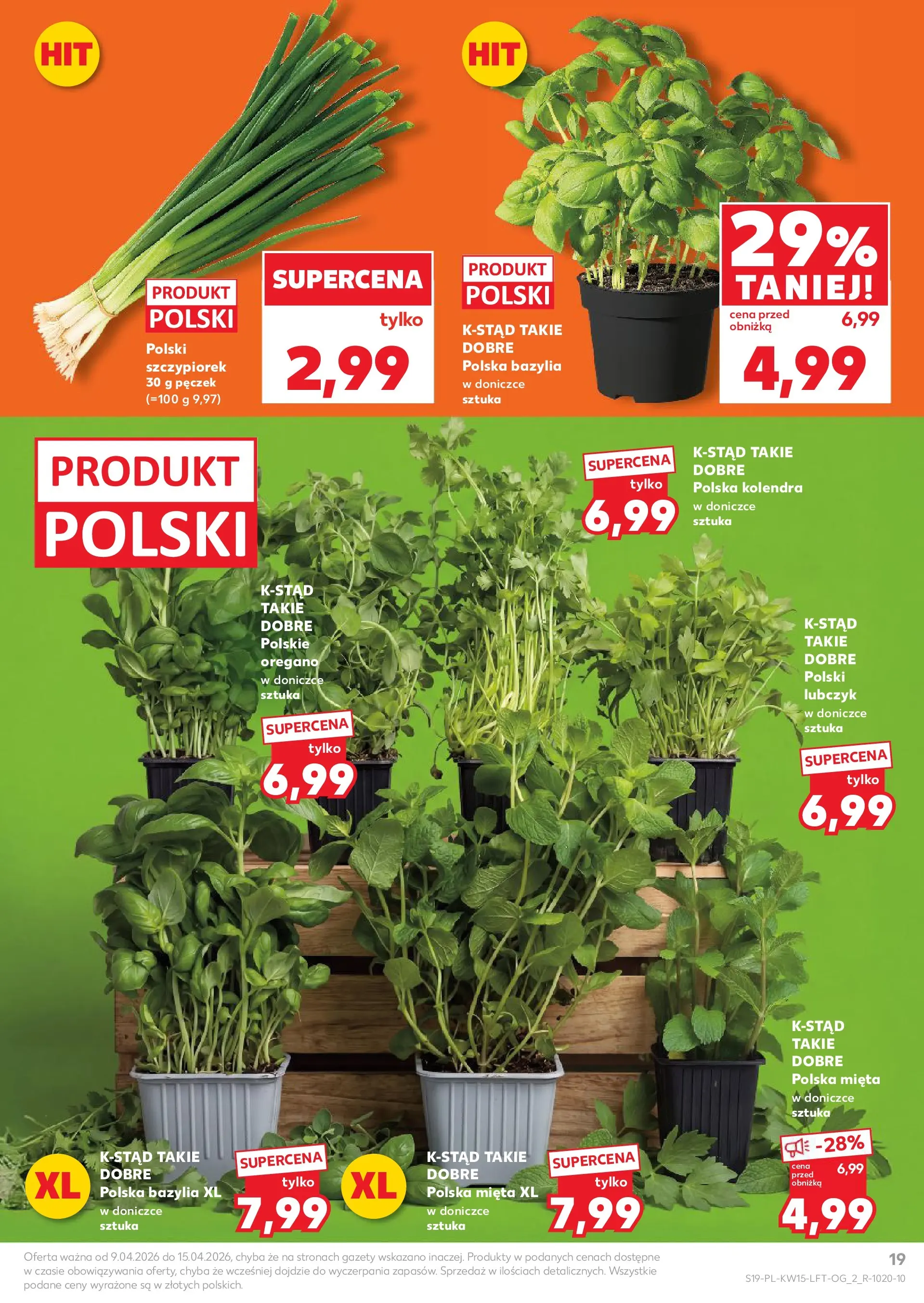 Kaufland gazetka od 09.04.2026 - od jutra PDF | Strona: 19 | Produkty: Oregano, Mięta, Bazylia, Mięta w doniczce