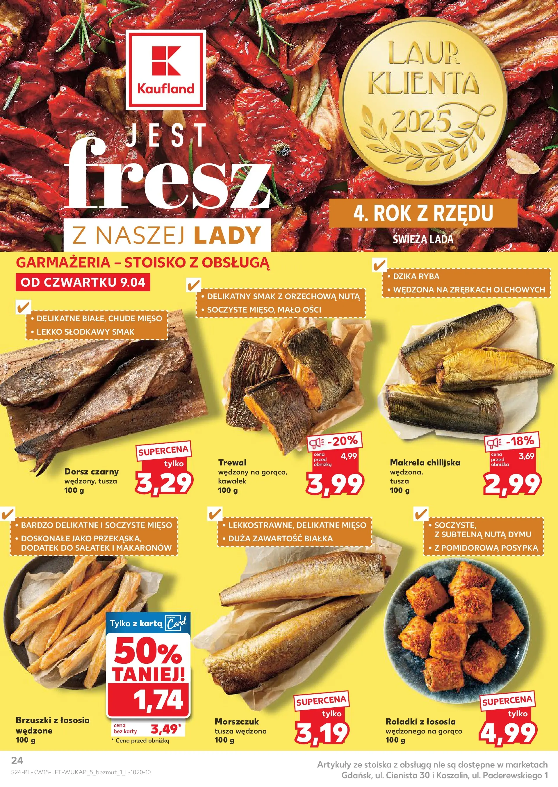 Kaufland gazetka od 09.04.2026 - od jutra PDF | Strona: 24 | Produkty: Trewal, Morszczuk, Dorsz czarny, Brzuszki z łososia