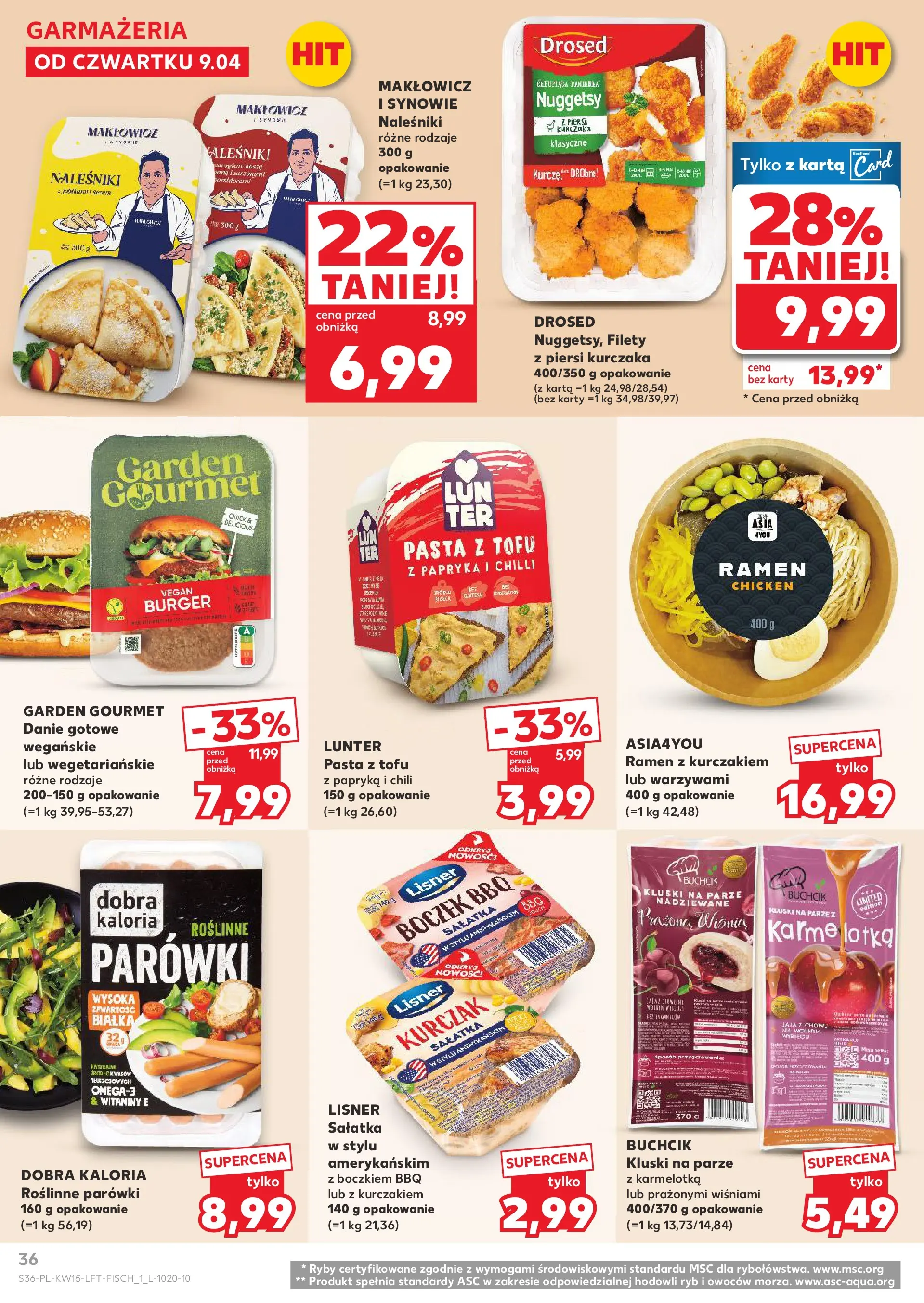 Kaufland gazetka od 09.04.2026 - od jutra PDF | Strona: 36 | Produkty: Karta, Tofu, Ryby, Sałatka