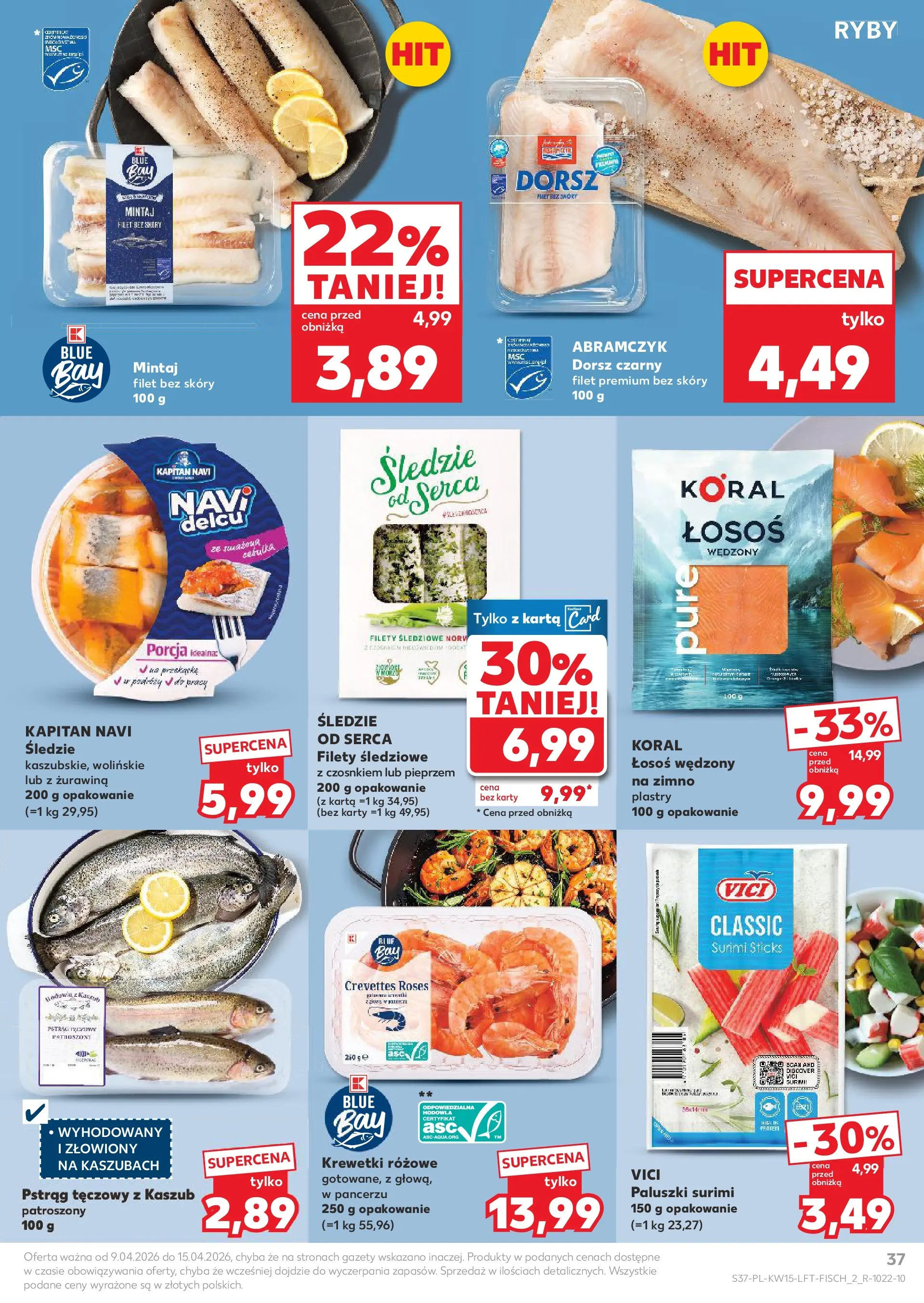 Kaufland gazetka od 09.04.2026 - od jutra PDF | Strona: 37 | Produkty: Karta, Surimi, Dorsz czarny, Paluszki