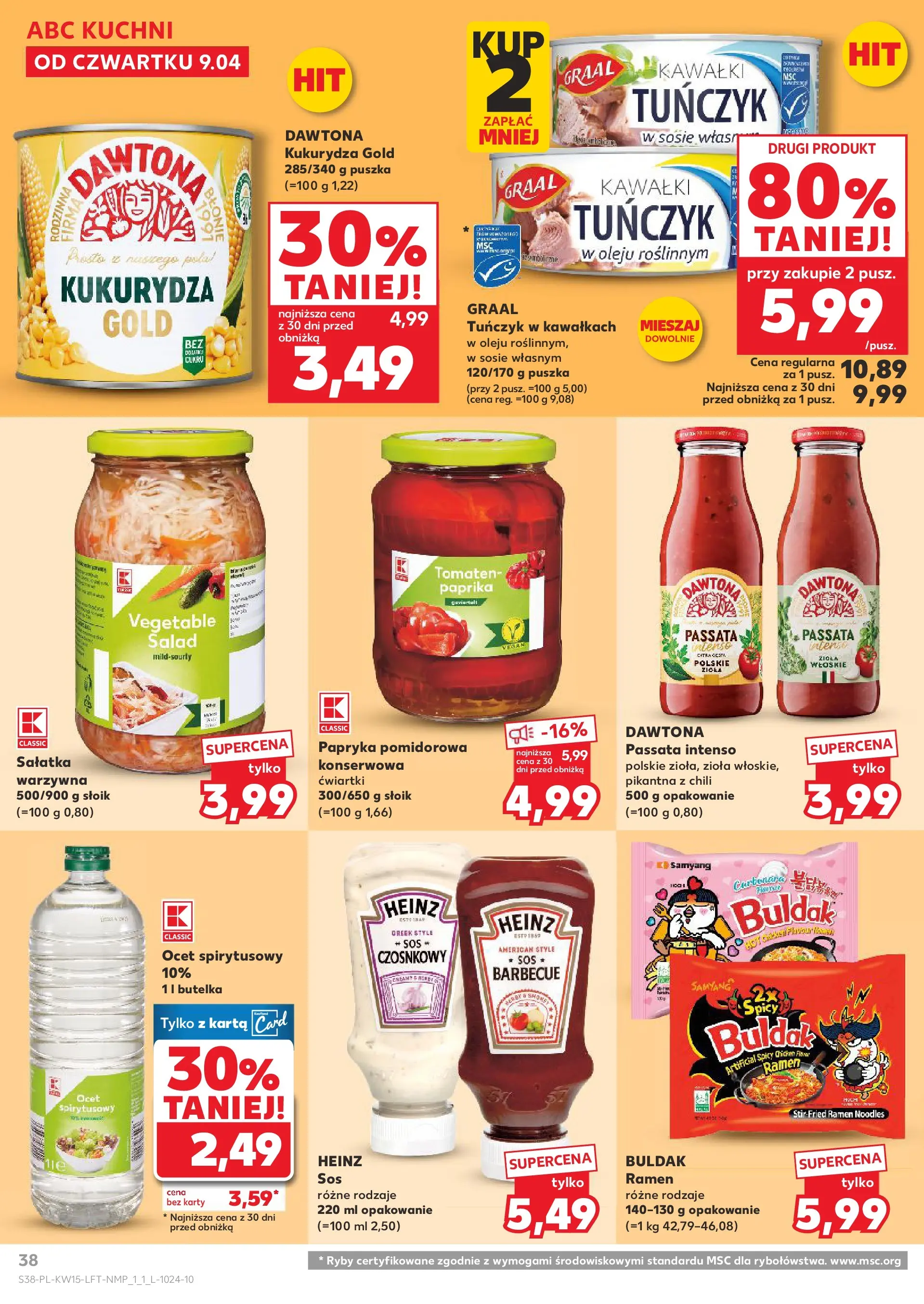 Kaufland gazetka od 09.04.2026 - od jutra PDF | Strona: 38 | Produkty: Ocet spirytusowy, Karta, Papryka, Tuńczyk