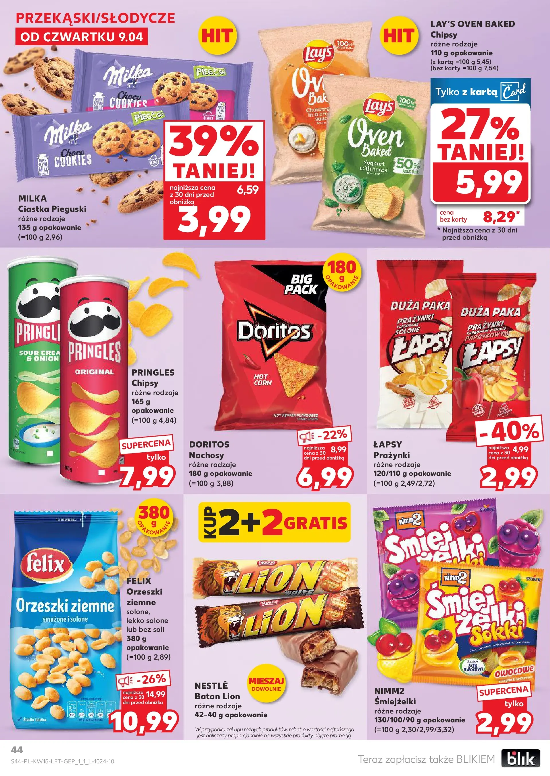 Kaufland gazetka od 09.04.2026 - od jutra PDF | Strona: 44 | Produkty: Doritos, Baton, Sok, Ciastka