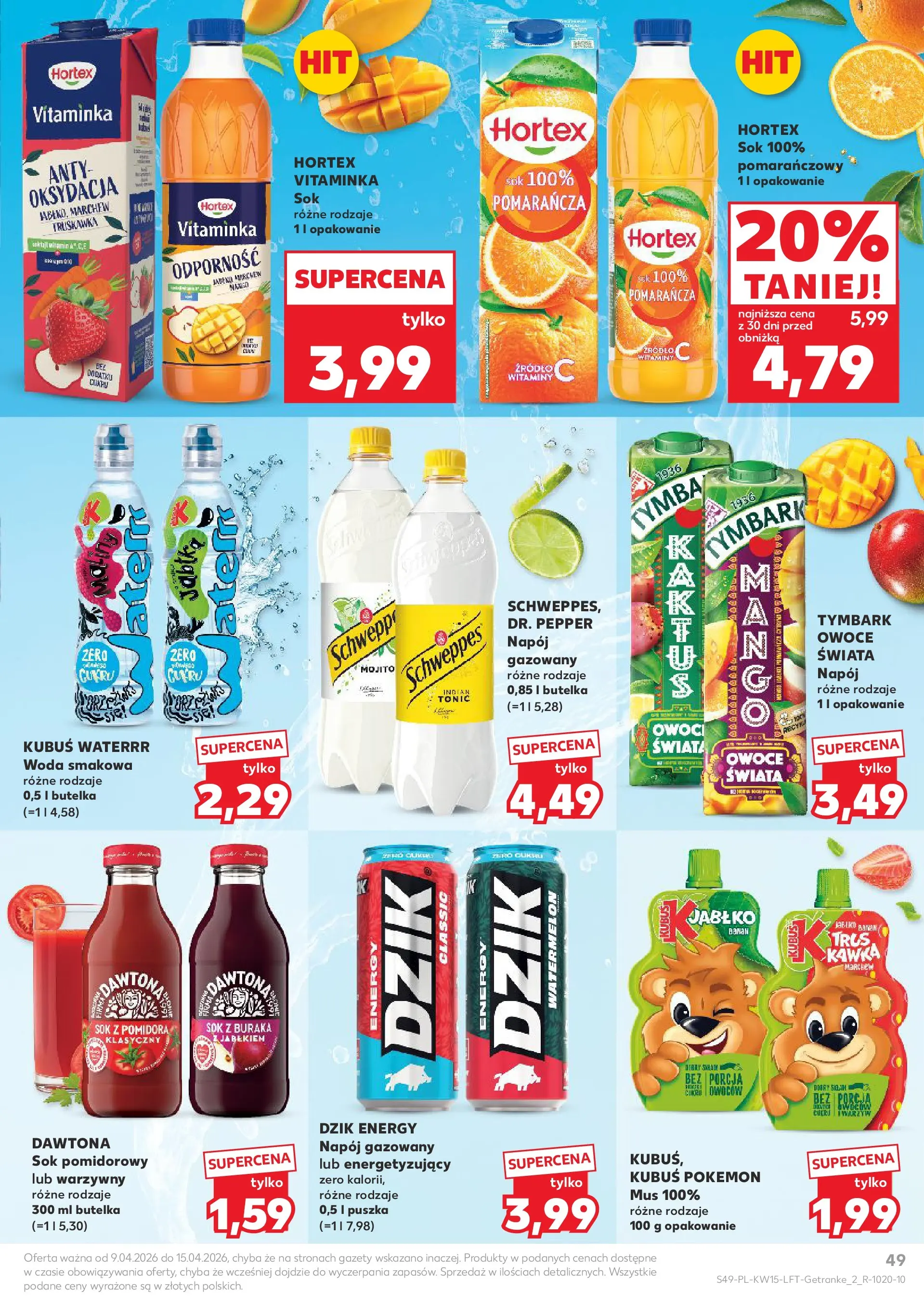 Kaufland gazetka od 09.04.2026 - od jutra PDF | Strona: 49 | Produkty: Sok, Banan, Woda, Owoce