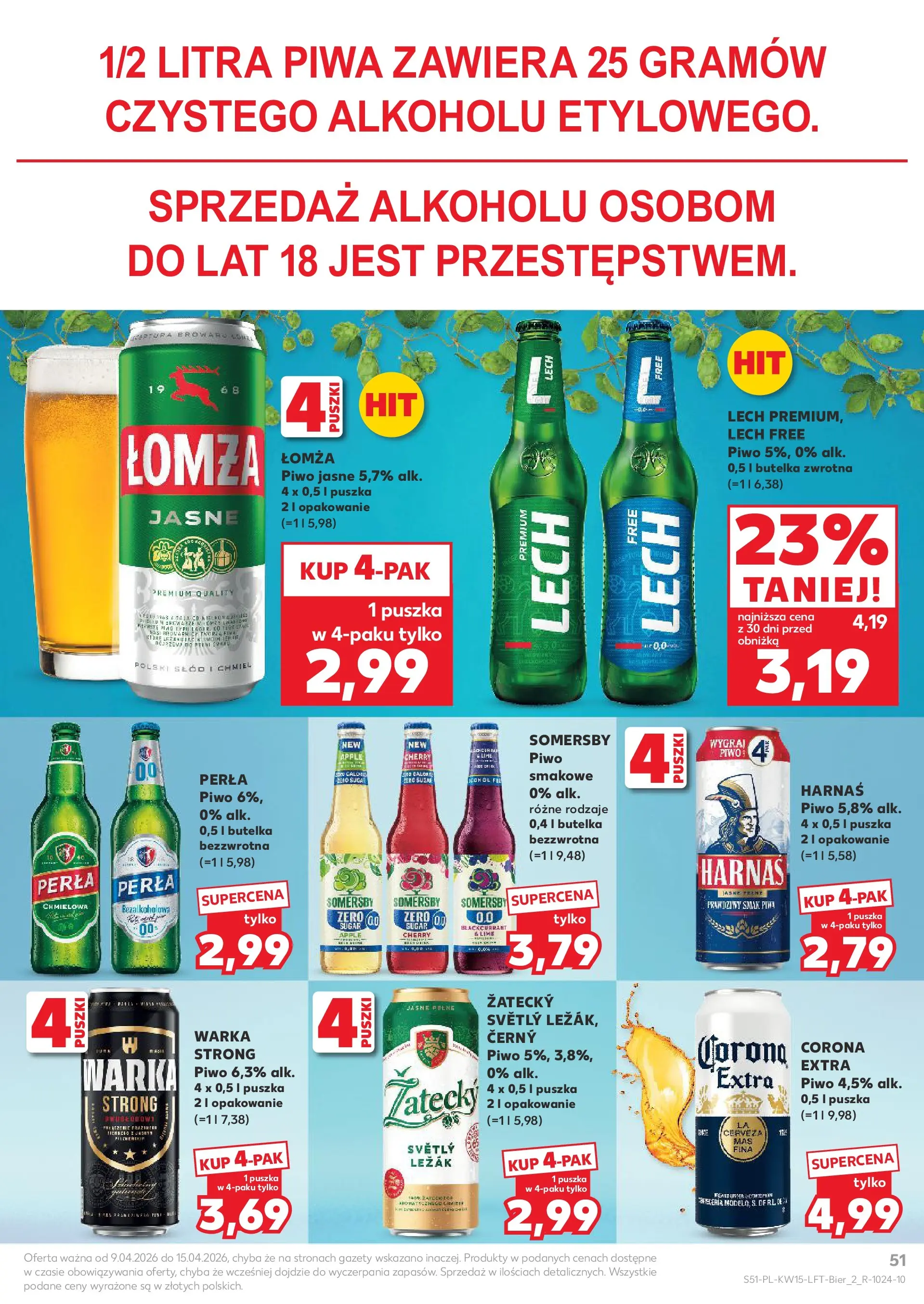 Kaufland gazetka od 09.04.2026 - od jutra PDF | Strona: 51 | Produkty: Leżak, Warka, Piwo, Somersby