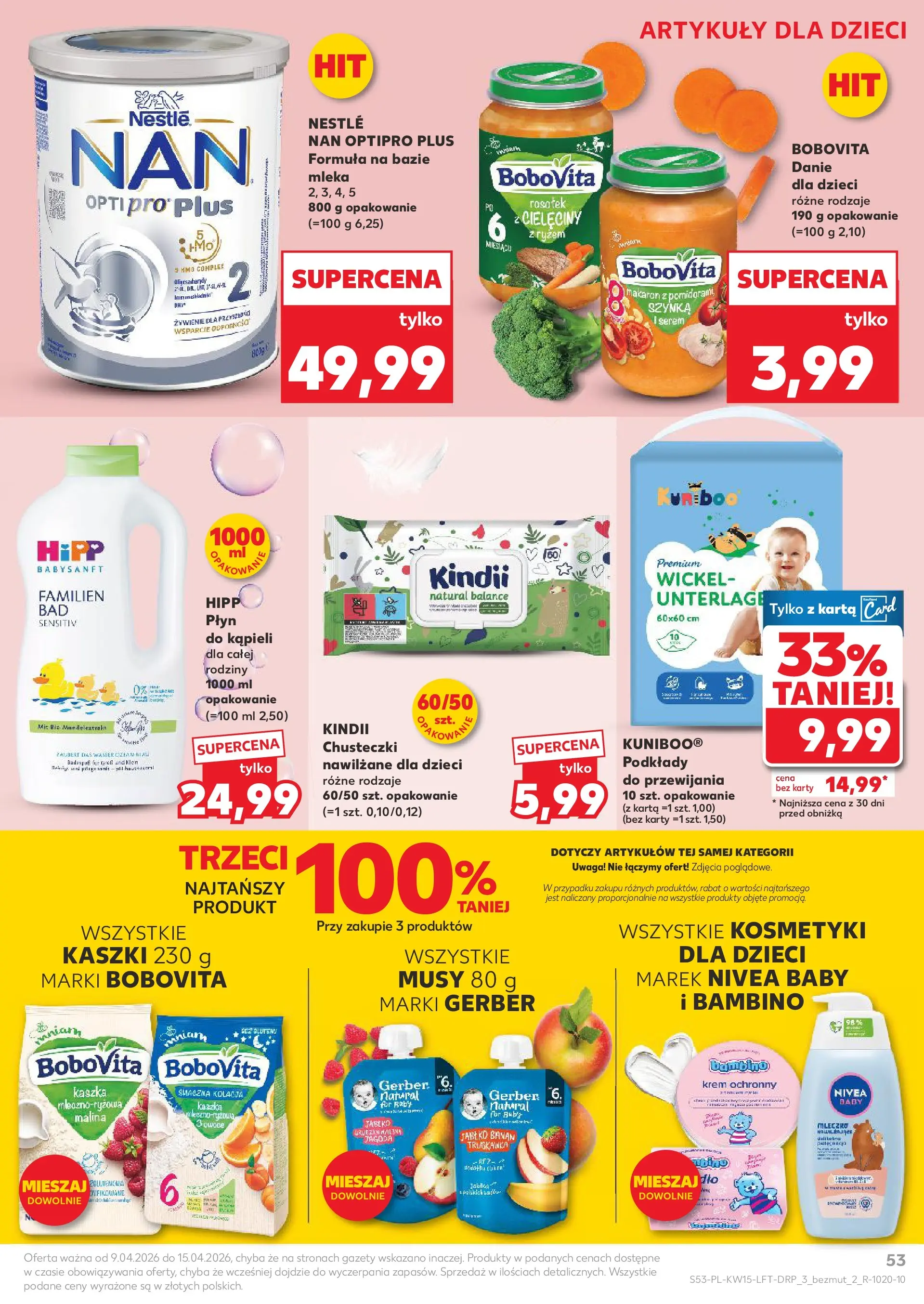 Kaufland gazetka od 09.04.2026 - od jutra PDF | Strona: 53 | Produkty: Kosmetyki, Nestle nan optipro plus, Banan, Makaron