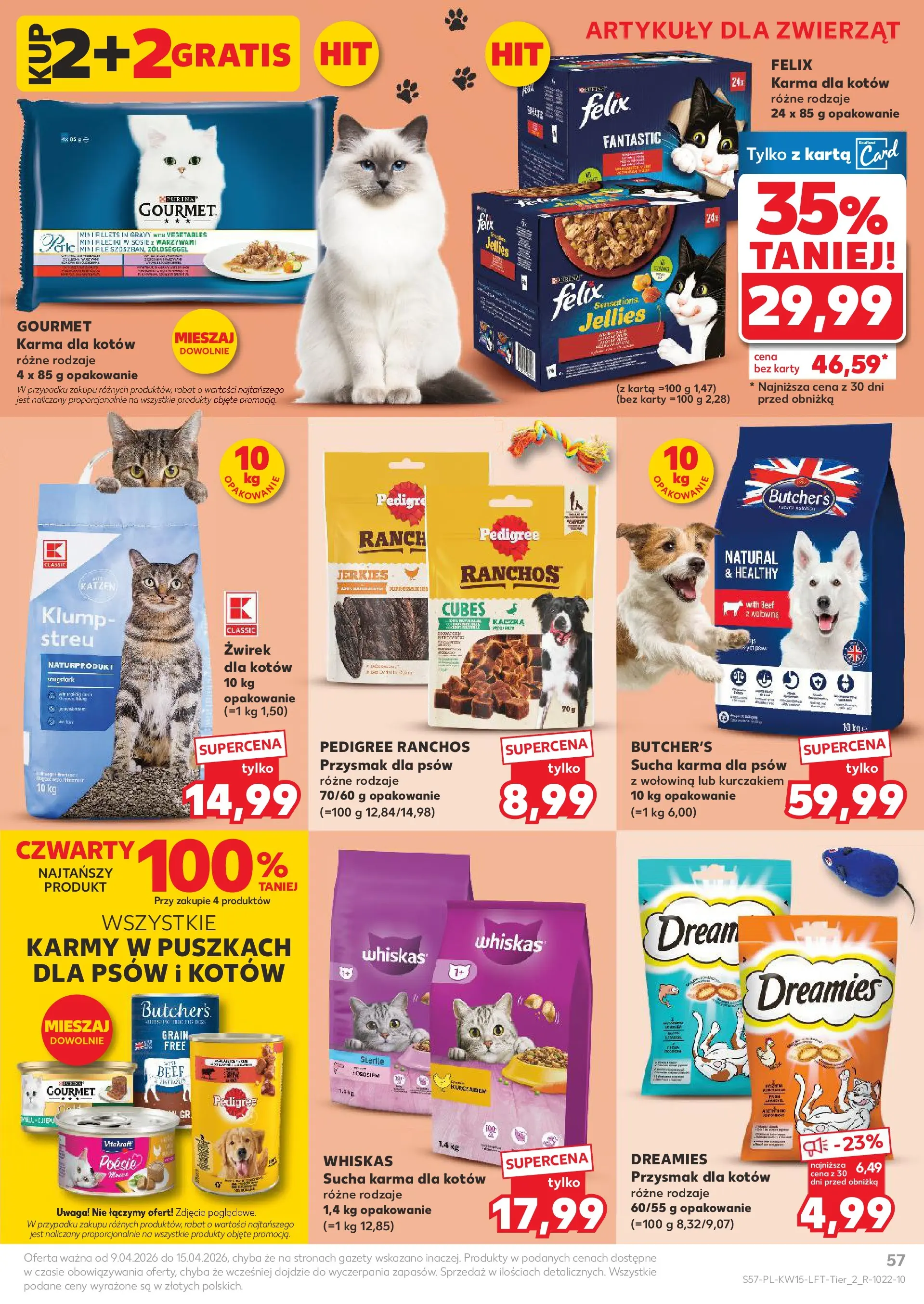 Kaufland gazetka od 09.04.2026 - od jutra PDF | Strona: 57 | Produkty: Kaczka, Pedigree, Wołowina, Karma dla psów