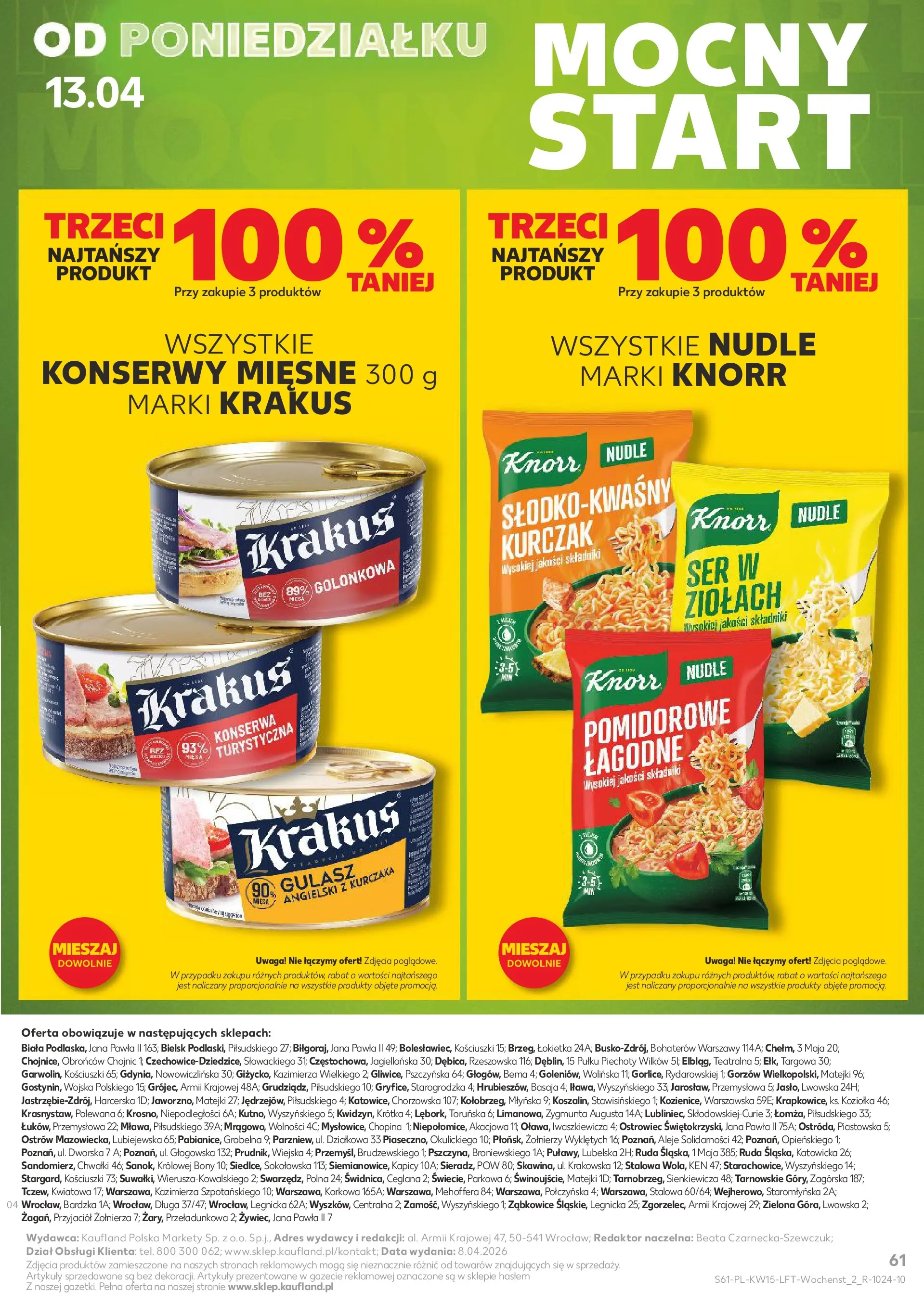 Kaufland gazetka od 09.04.2026 - od jutra PDF | Strona: 61 | Produkty: Kurczak, Gulasz angielski, Ser, Gulasz