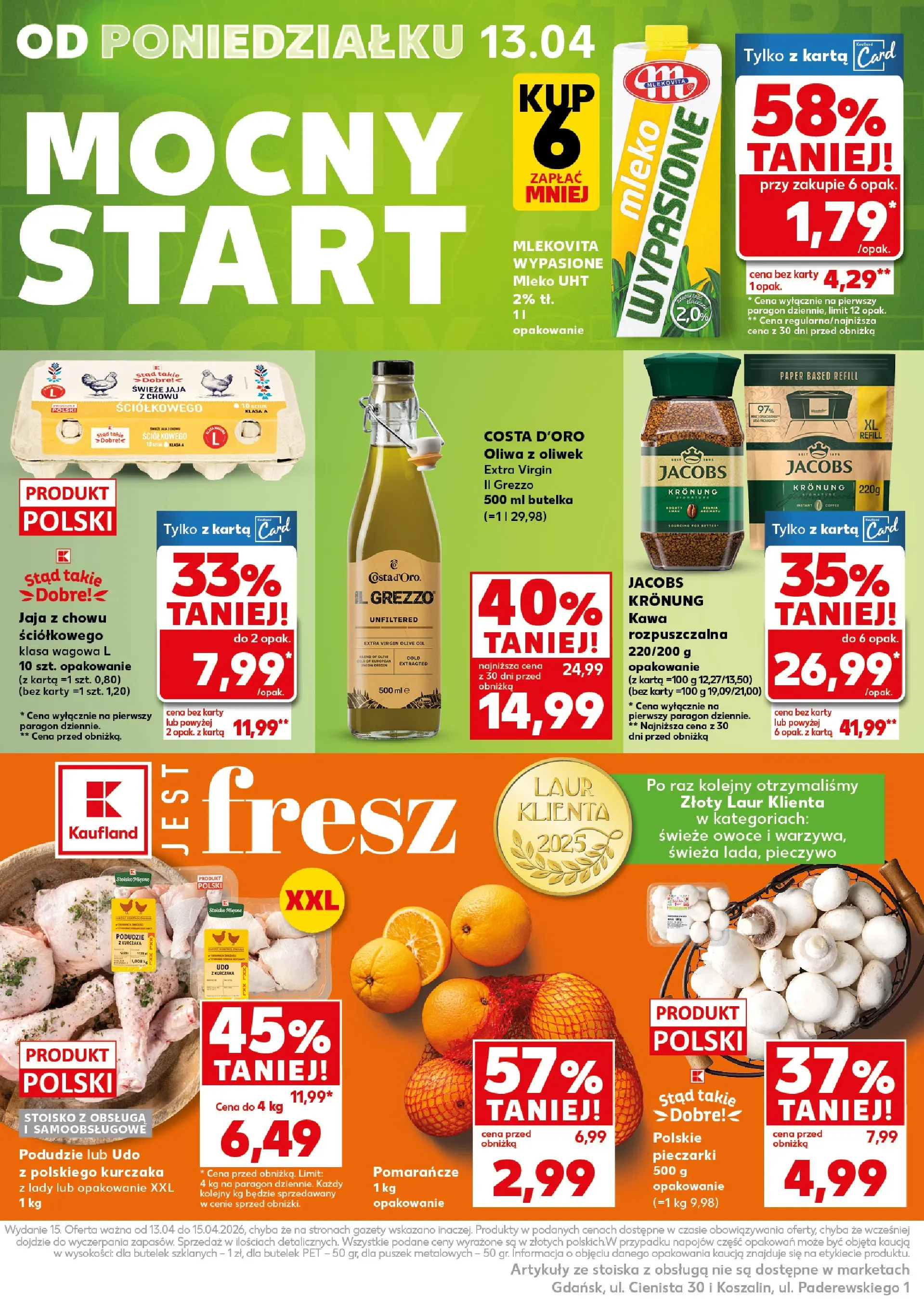 Kaufland gazetka od 09.04.2026 - od jutra PDF | Strona: 62 | Produkty: Karta, Oliwa z oliwek, Mleko, Owoce