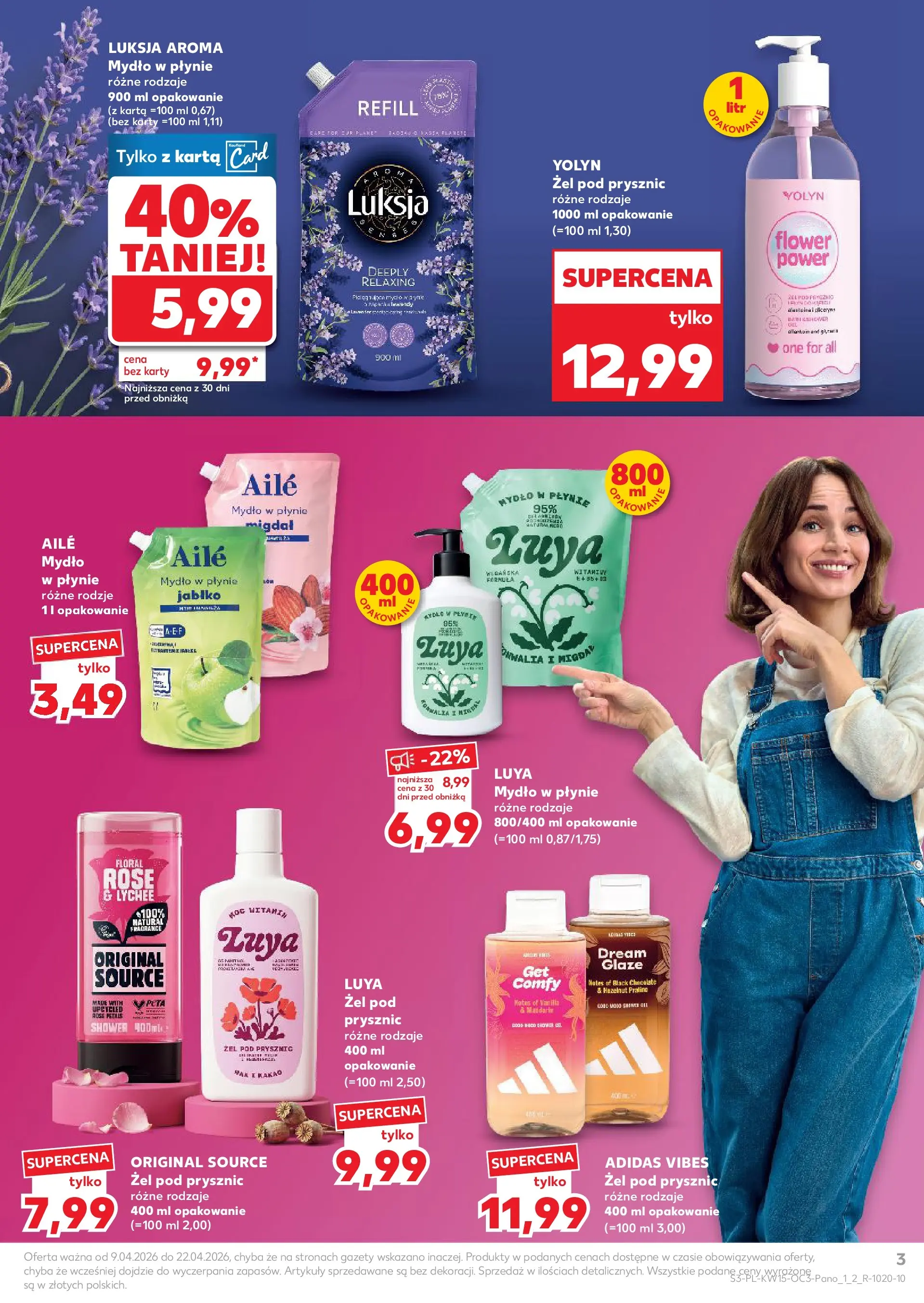 Kaufland - Katalog Drogeria  od 08.04.2026 - od jutra PDF | Strona: 3 | Produkty: Karta, Kakao, Mydło, Żel pod prysznic