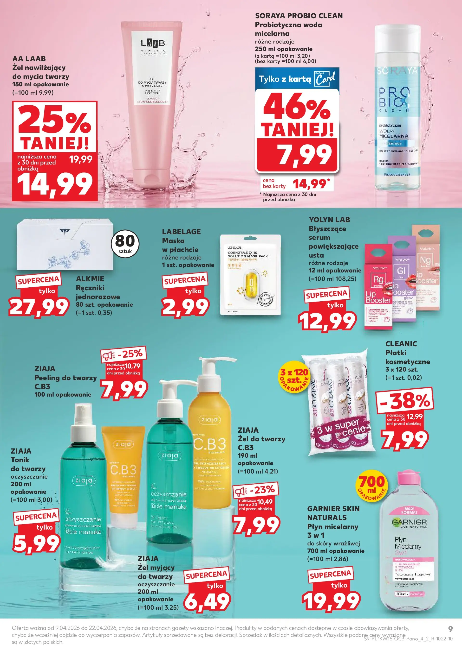 Kaufland - Katalog Drogeria  od 08.04.2026 - od jutra PDF | Strona: 9 | Produkty: Peeling, Woda micelarna, Płatki, Tonik