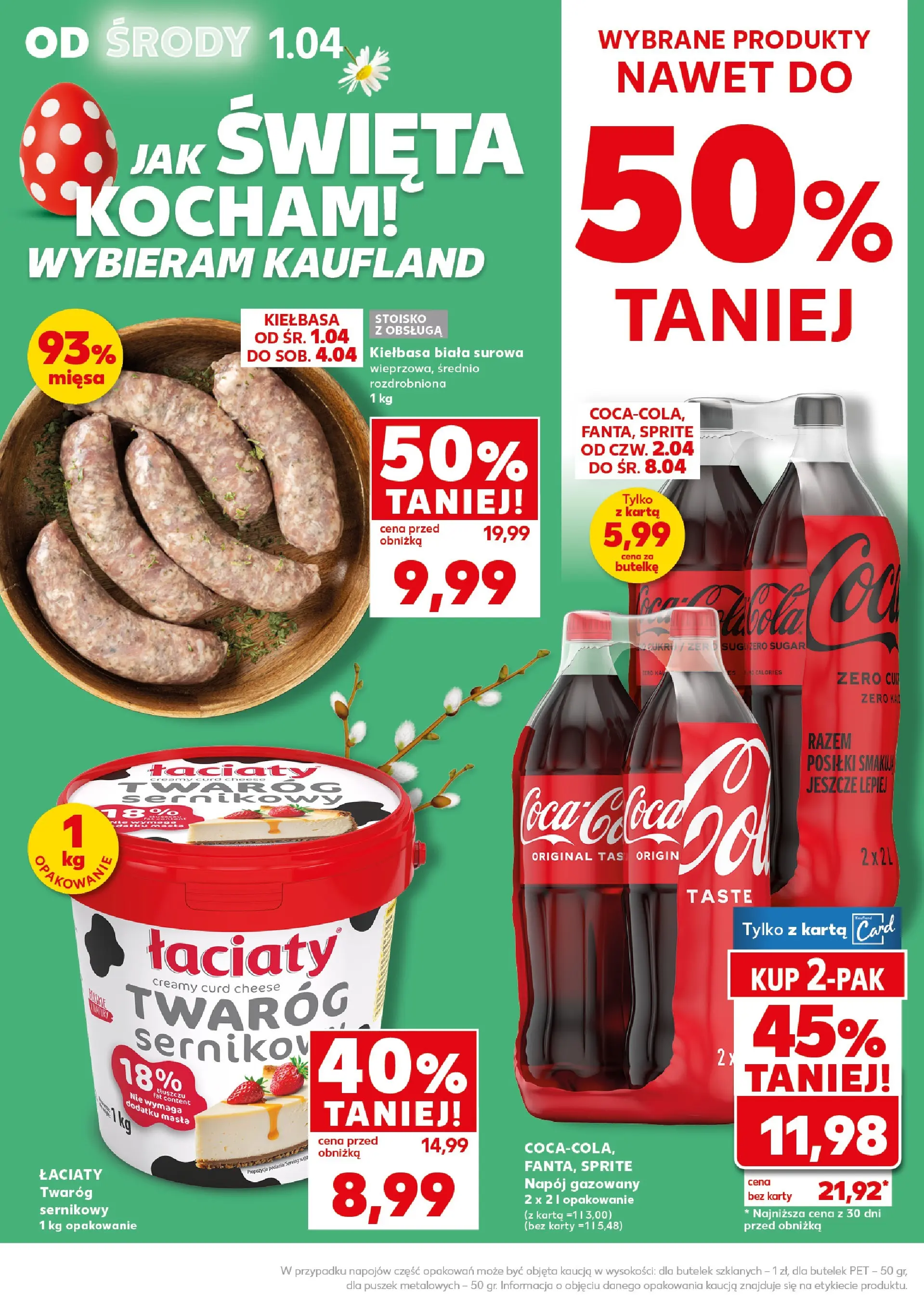 Kaufland gazetka od 01.04.2026 - od jutra PDF | Strona: 2 | Produkty: Kiełbasa, Karta, Sprite, Twaróg