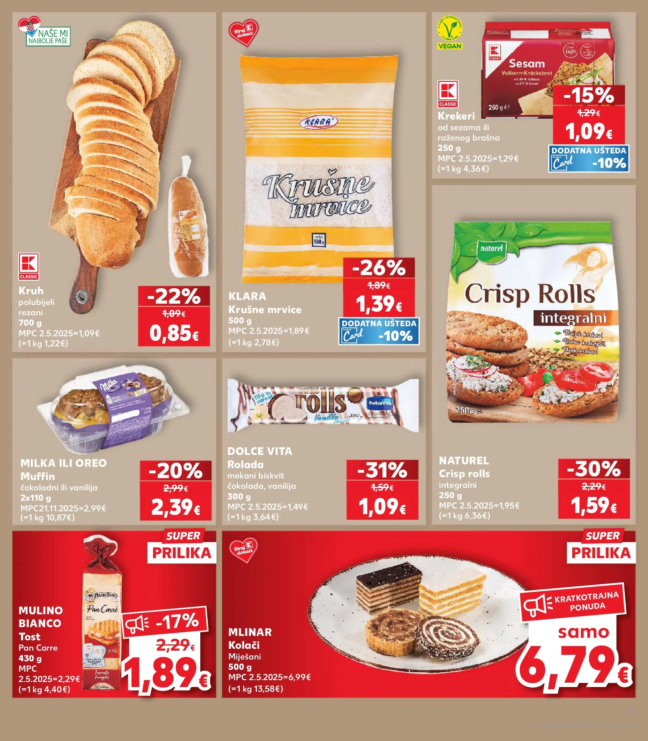 Kaufland - Kaufland katalog do 14.04.2026 novi od 07.04.2026 na listanje > letak digitalni | Stranica: 7 | Proizvodi: Krušne mrvice, Toast, Pan, Krekeri