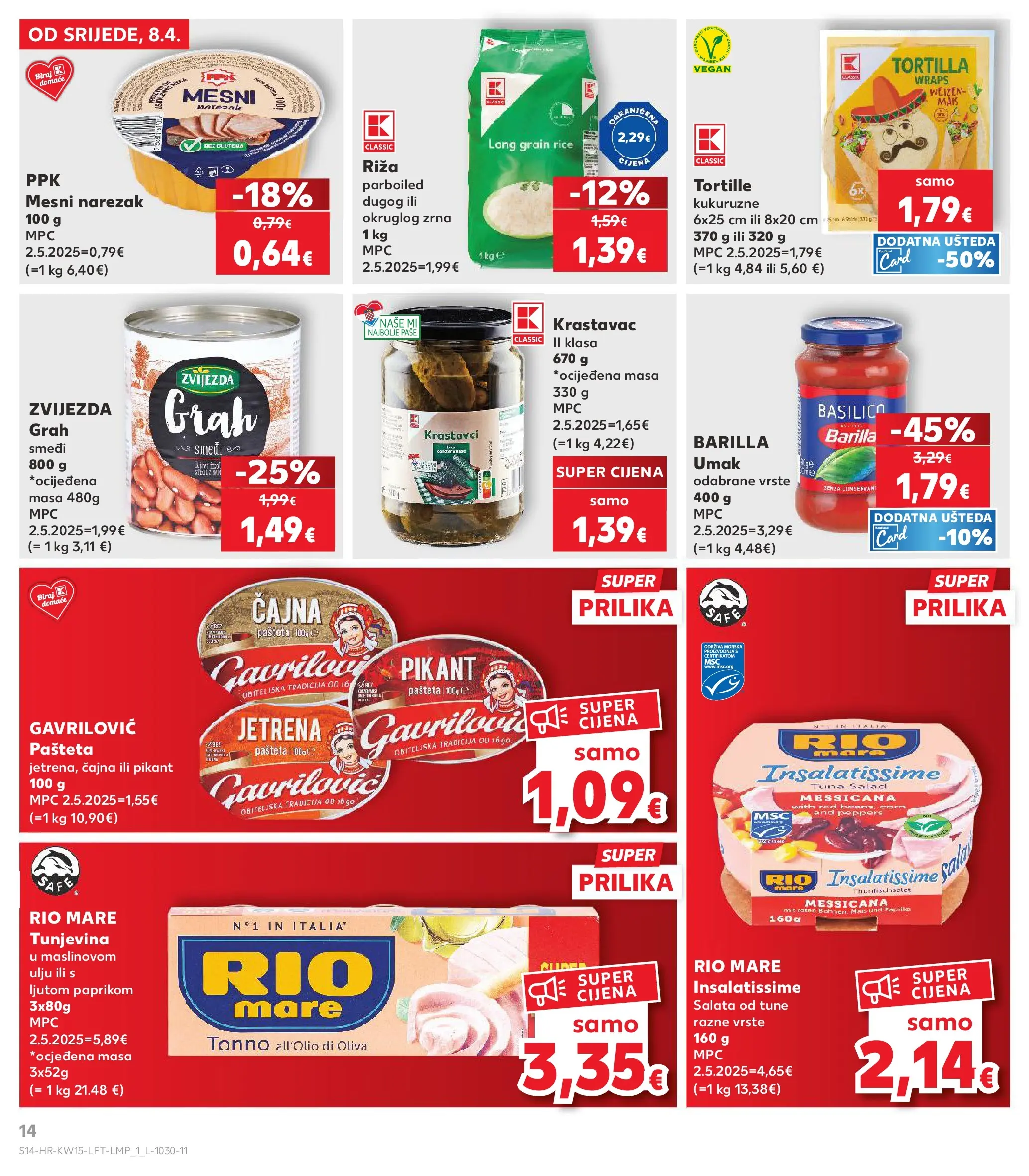 Kaufland - Kaufland katalog do 14.04.2026 novi od 07.04.2026 na listanje > letak digitalni | Stranica: 14 | Proizvodi: Rio Mare, Paprika, Umak, Barilla