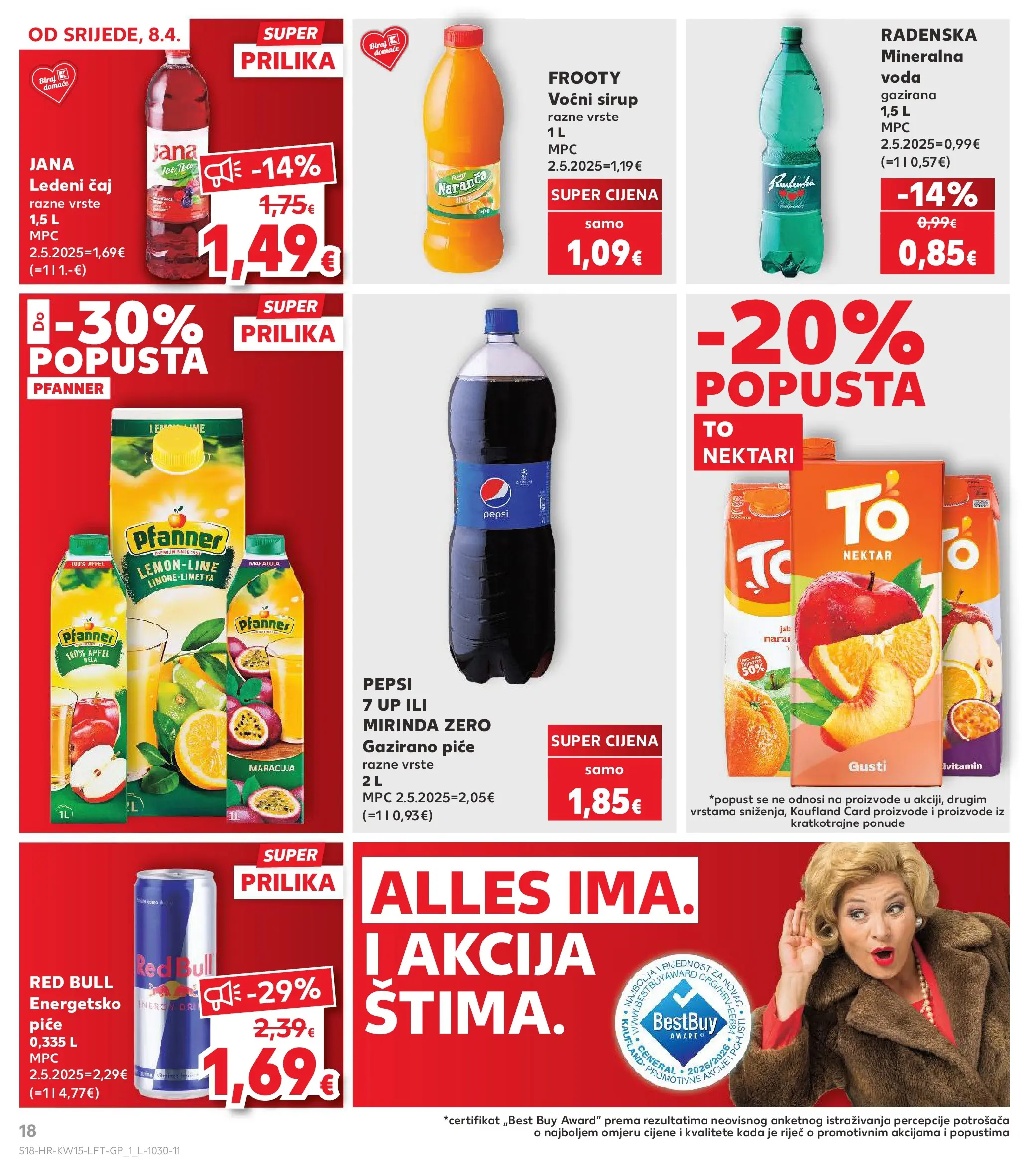 Kaufland - Kaufland katalog do 14.04.2026 novi od 07.04.2026 na listanje > letak digitalni | Stranica: 18 | Proizvodi: Mineralna voda, Ledeni čaj, Čaj, Voda