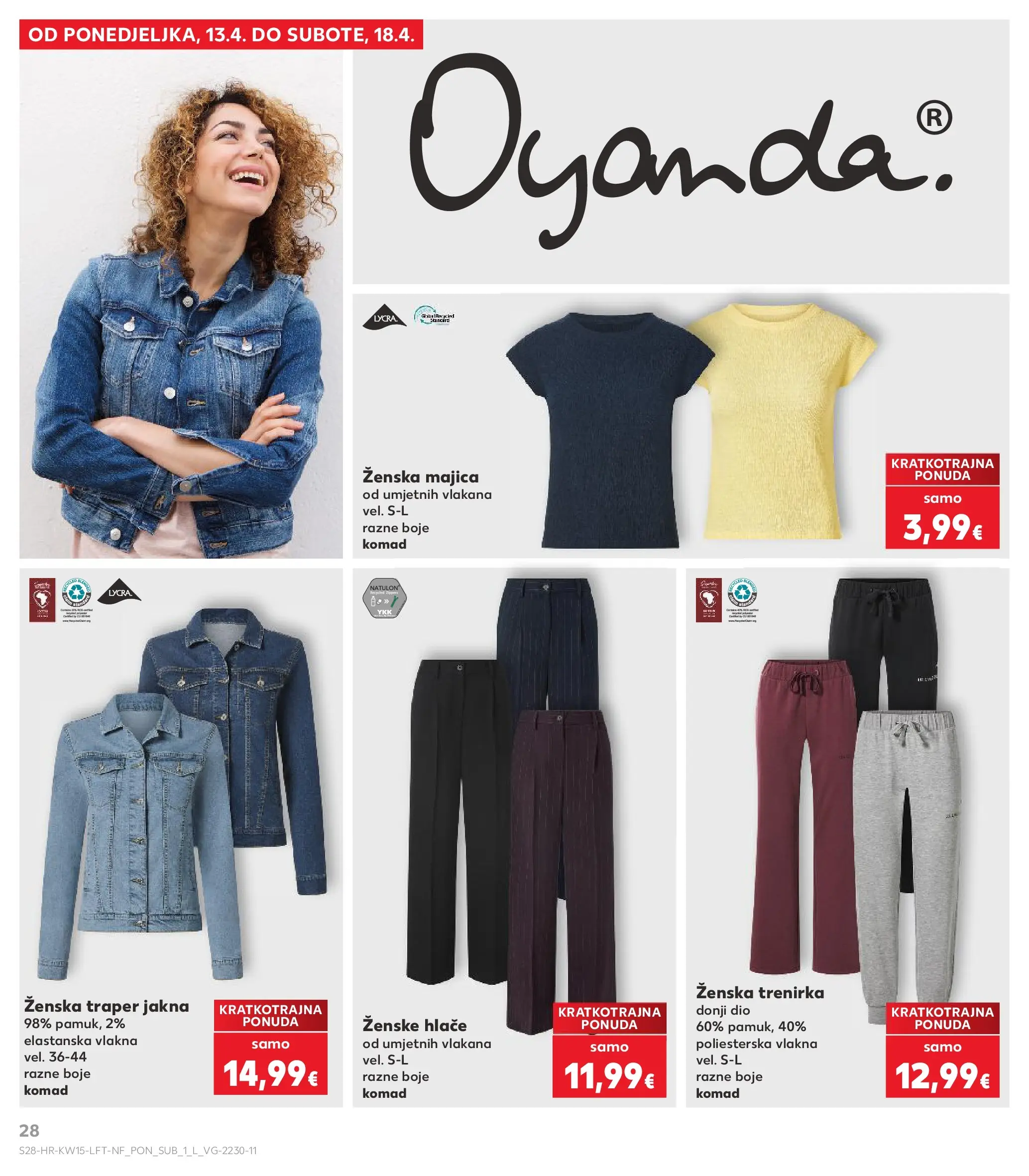 Kaufland - Kaufland katalog do 14.04.2026 novi od 07.04.2026 na listanje > letak digitalni | Stranica: 28 | Proizvodi: Majica, Jakna, Hlače, Trenirka